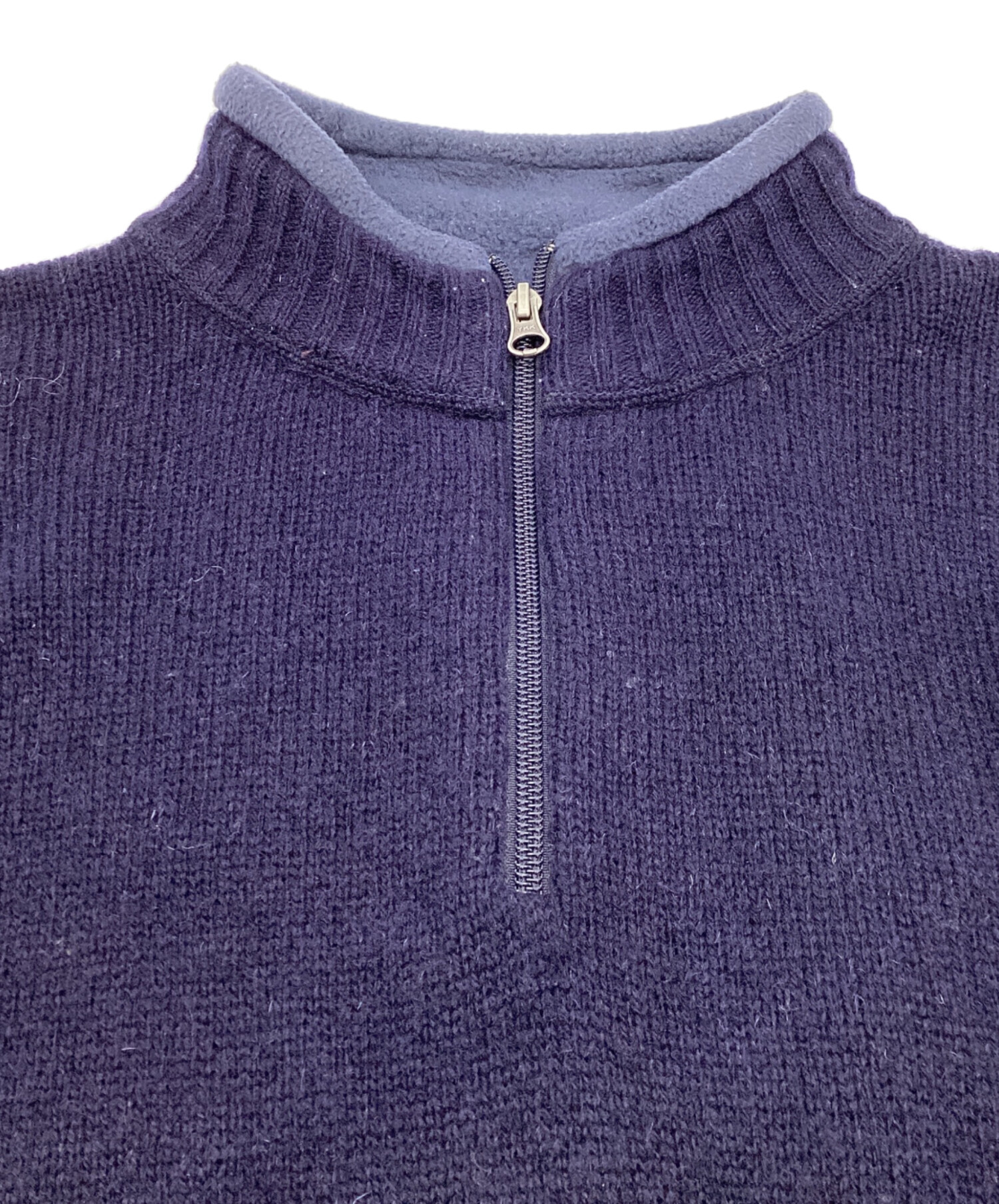 【ヨーロッパ買付品】縮絨ウール100% ニットプフ ネイビー 大 中古・古着通販】WOOLRICH (ウールリッチ) ハーフジップニット