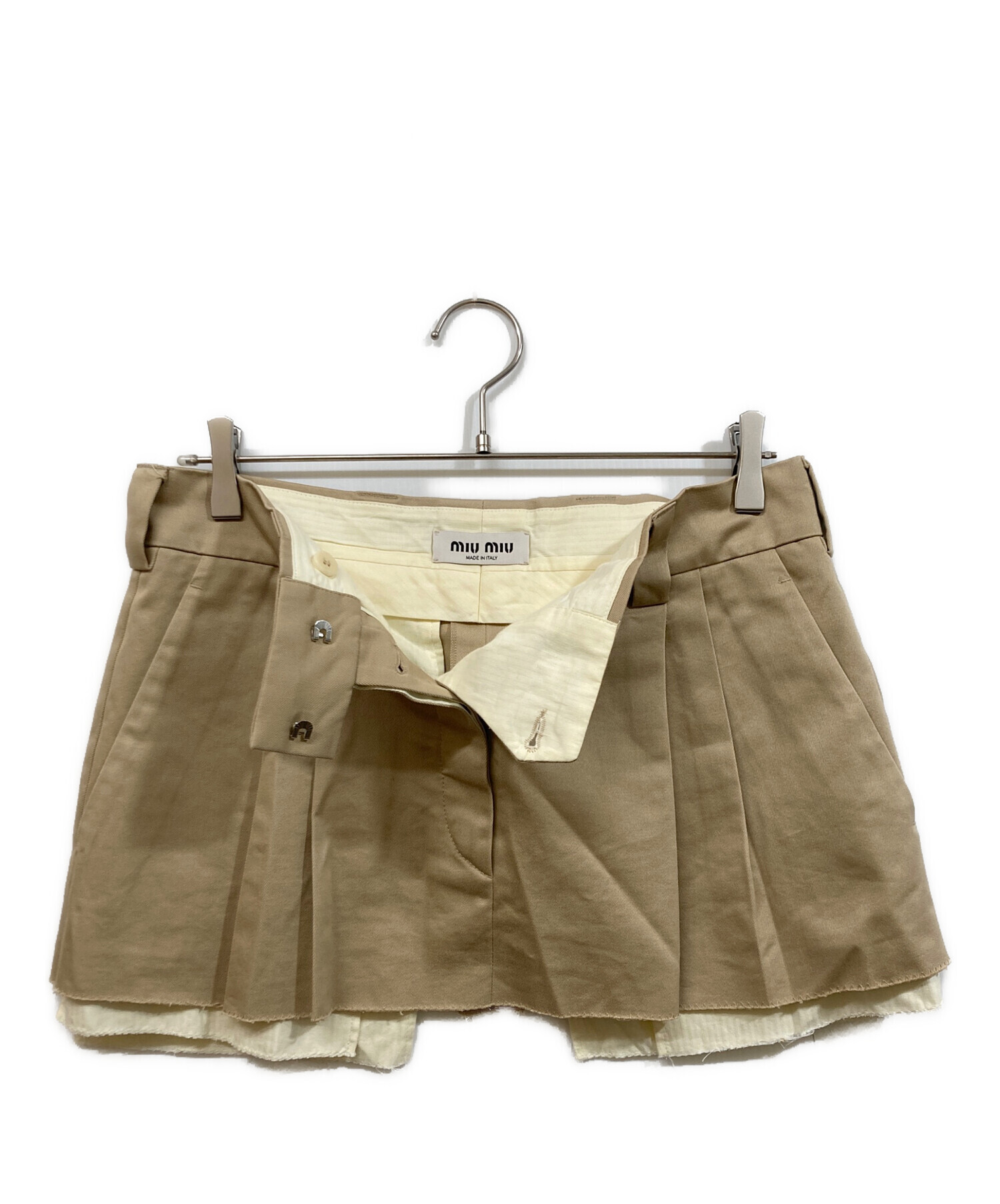 スカート MIUMIU mm VINTAGE Khaki Skirt 中古・古着通販】MIU MIU (ミュウミュウ) Mini Skirt with Belt Loops