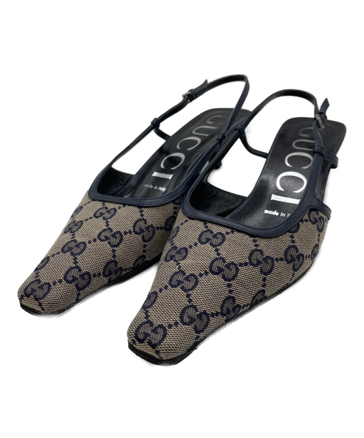 中古・古着通販】GUCCI (グッチ) GGスリングバックミッドヒール