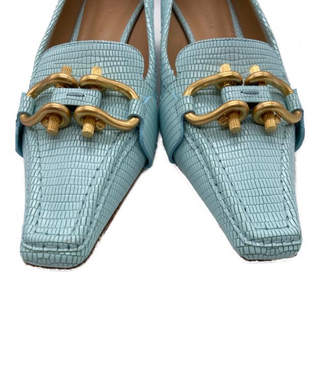 ラム革ボッテカベネタBOTTEGA VENETA青 編み込みデザイン パンプス 中古・古着通販】BOTTEGA VENETA (ボッテガベネタ) マダム レザー