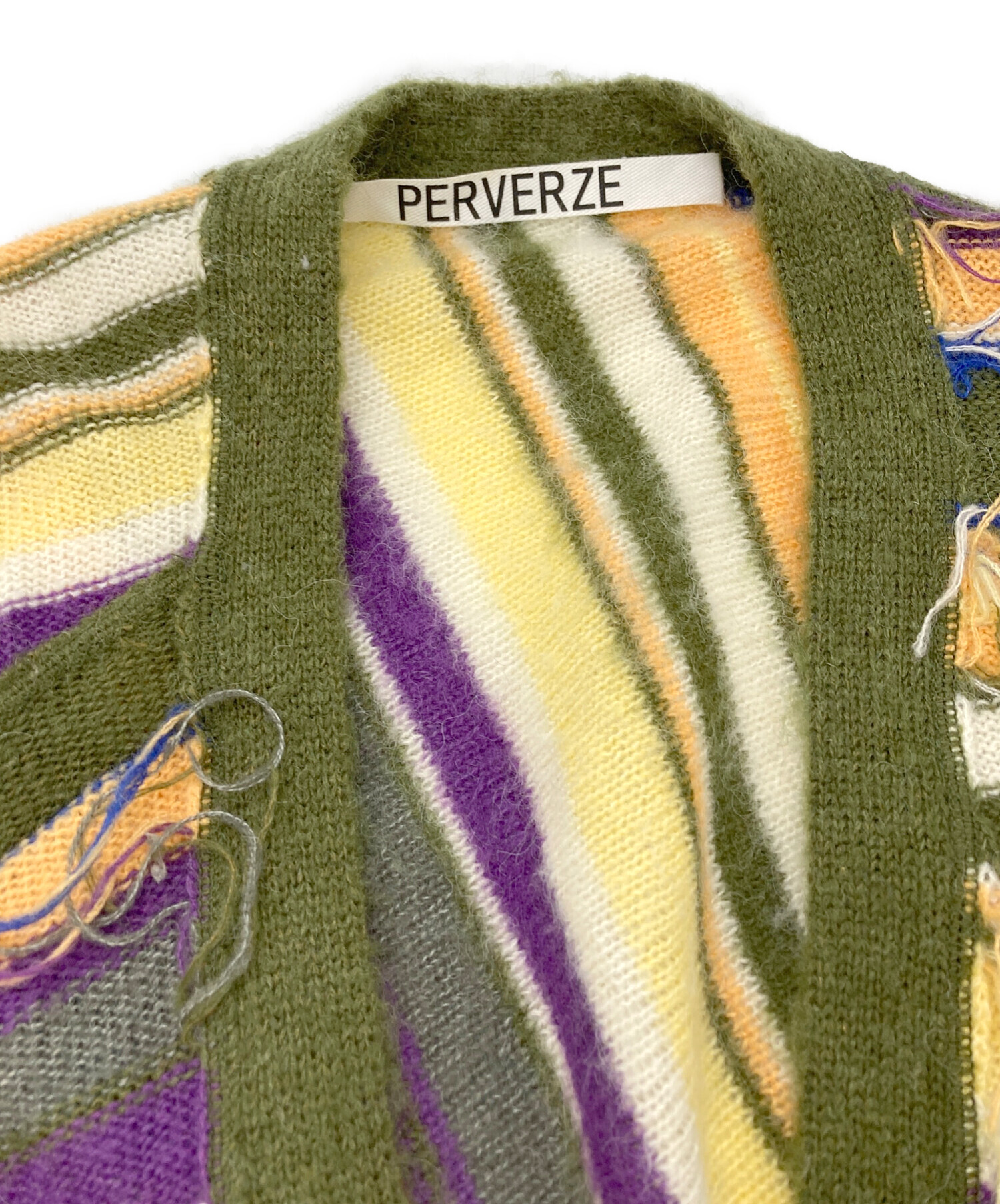 中古・古着通販】PERVERZE (パーバーズ) color stripe knit cardigan