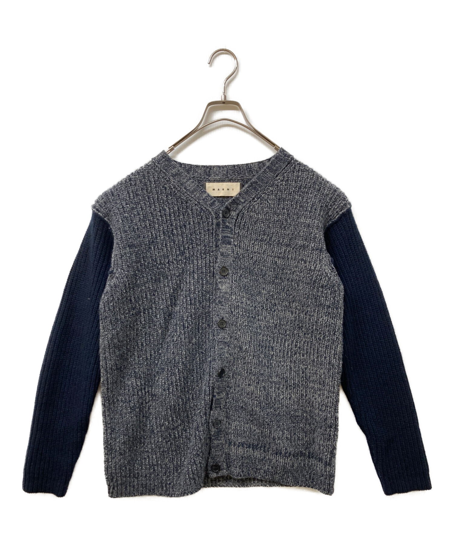 中古・古着通販】MARNI (マルニ) ニットカーディガン グレー×ネイビー