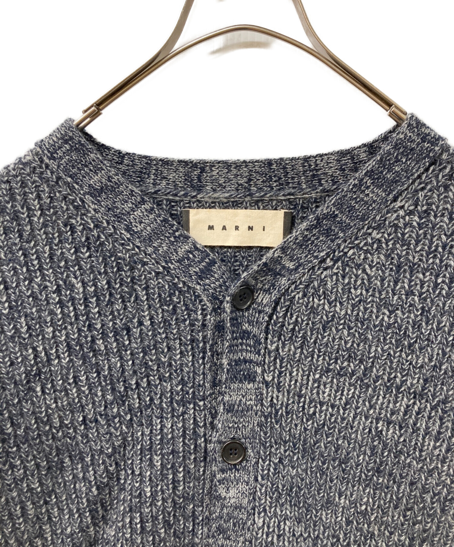 中古・古着通販】MARNI (マルニ) ニットカーディガン グレー×ネイビー