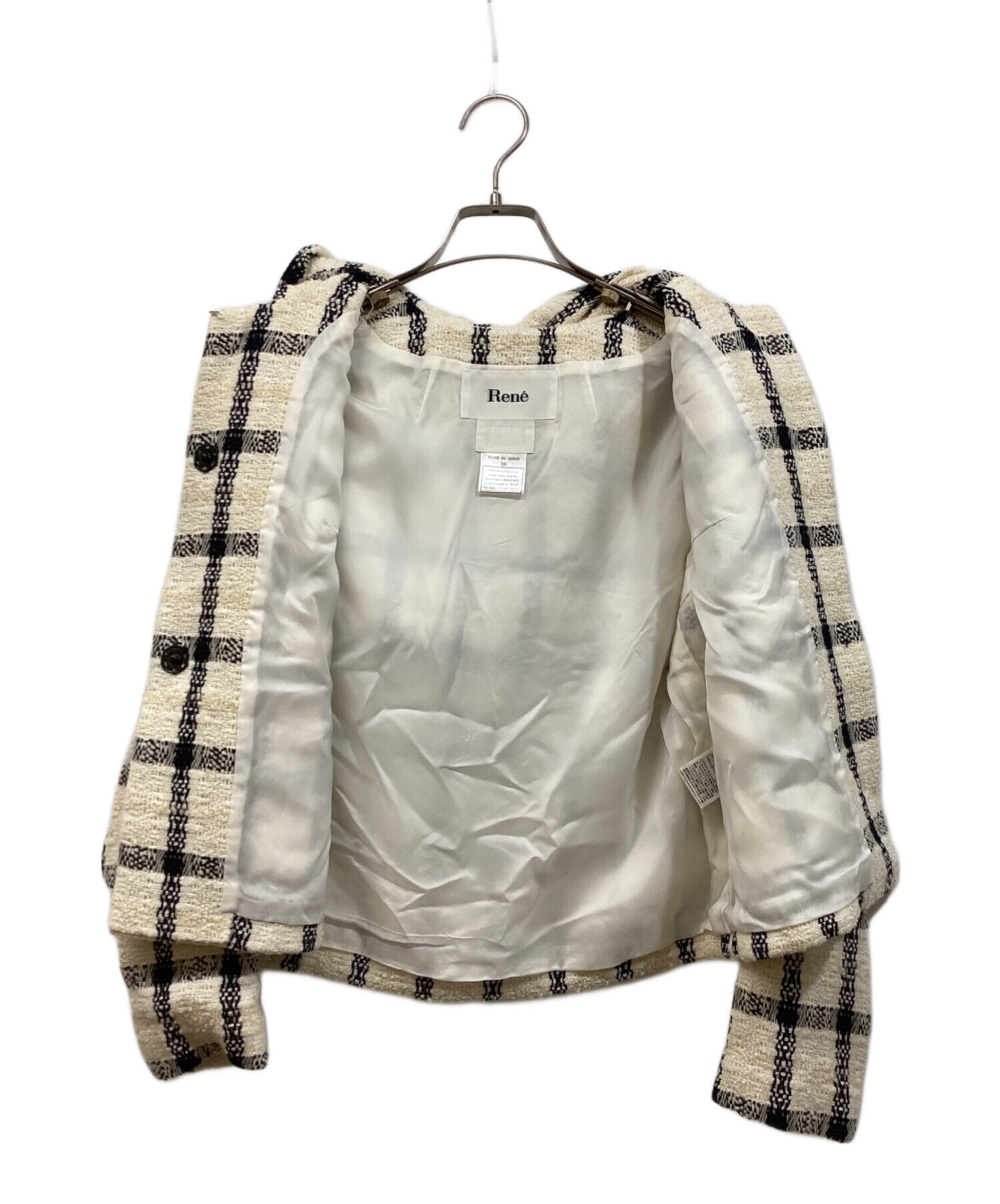 中古・古着通販】Rene (ルネ) フード付きツイードジャケット