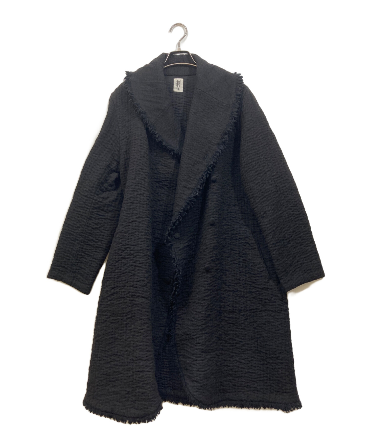 中古・古着通販】HaaT (ハート) 刺し子フリンジウールコート ブラック