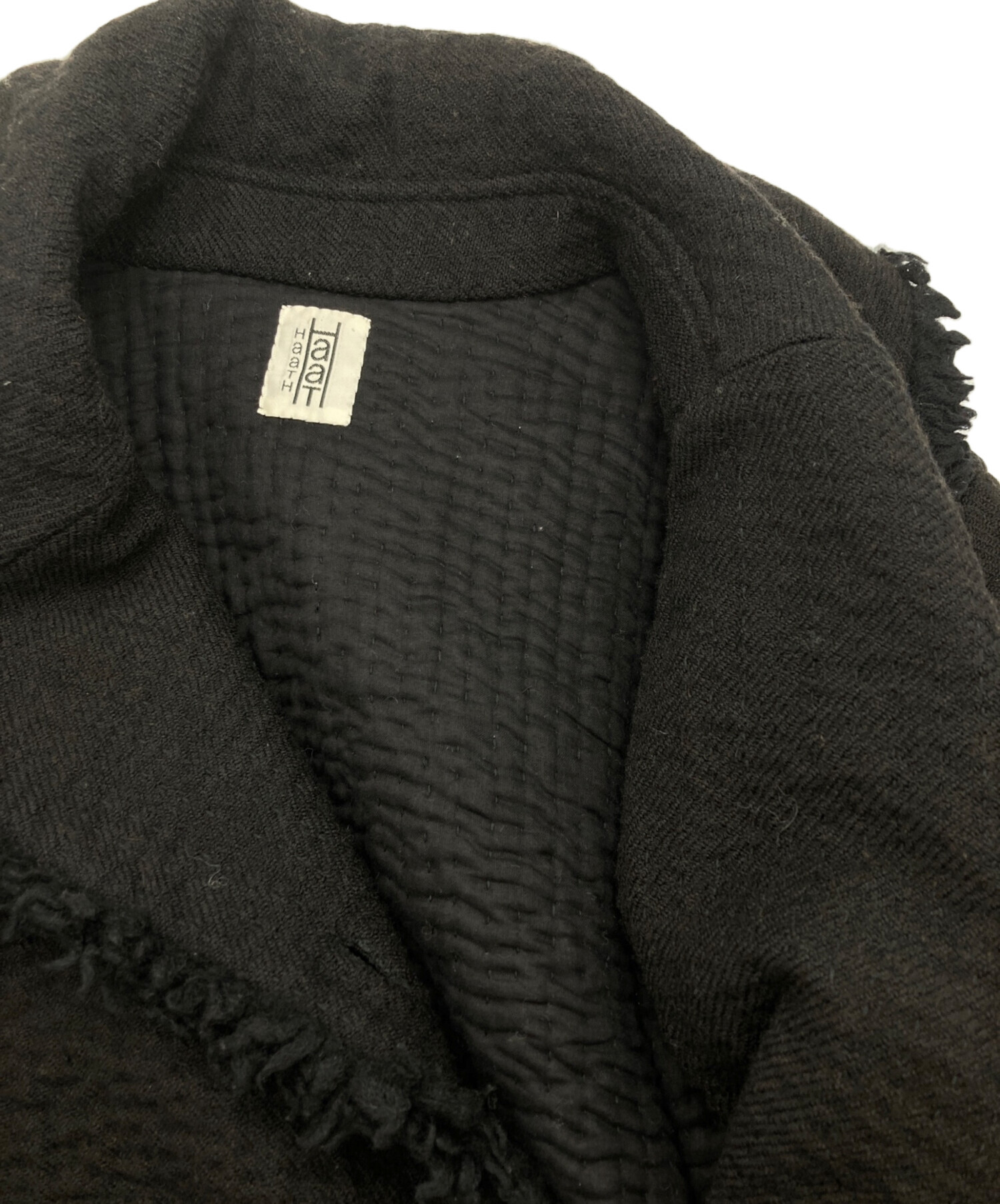 中古・古着通販】HaaT (ハート) 刺し子フリンジウールコート ブラック