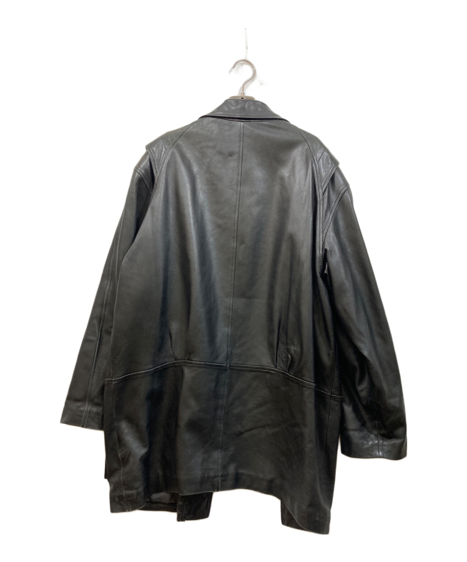 希少！美品　LANVIN ランバン レザーコート 総柄裏地入り　上質　羊革 中古・古着通販】LANVIN (ランバン) ラムレザーコート ブラック サイズ