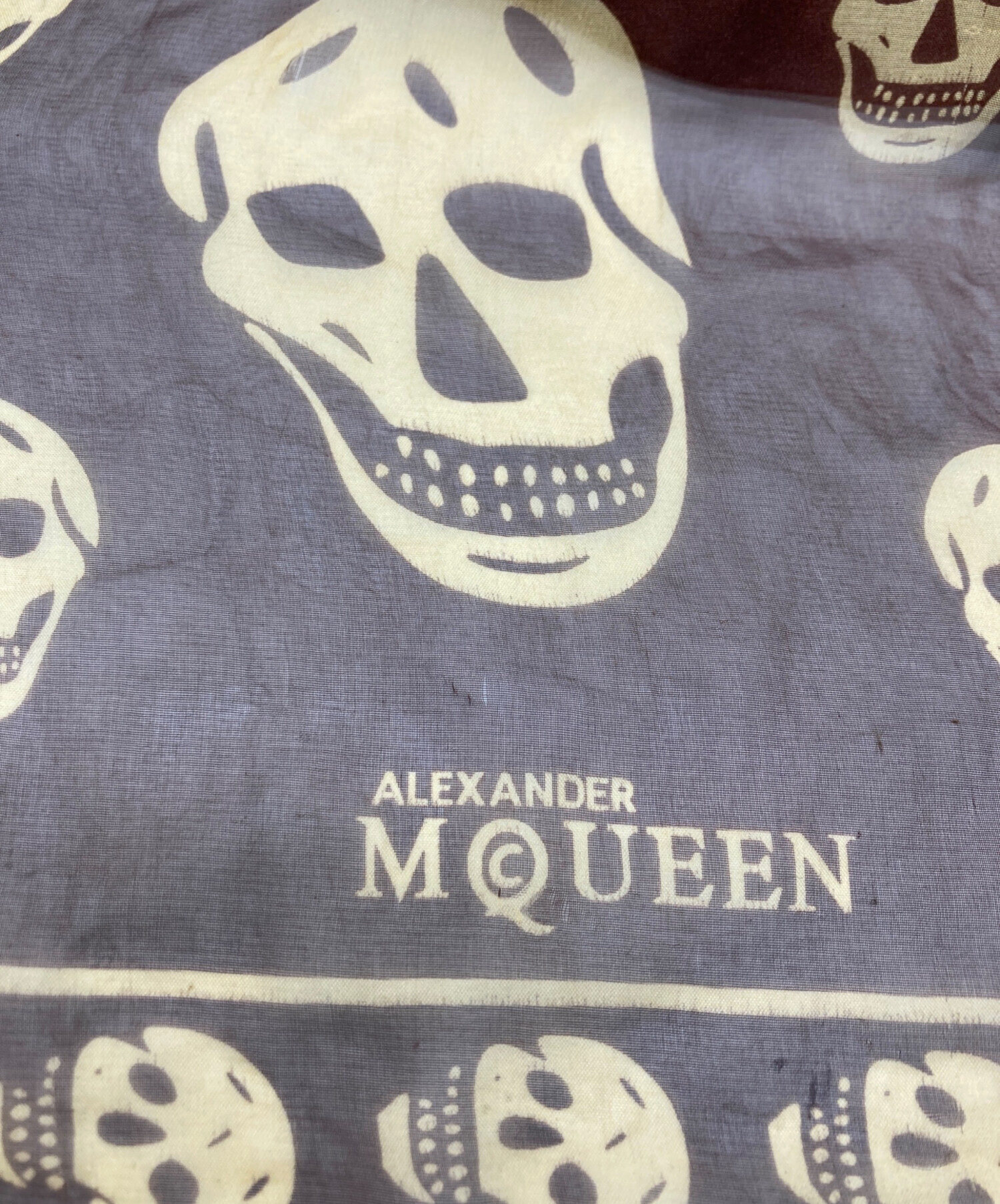 アレキサンダーマックイーン スカル柄 ストール ショール ロゴプリント パープル 中古・古着通販】ALEXANDER McQUEEN (アレキサンダーマックイーン