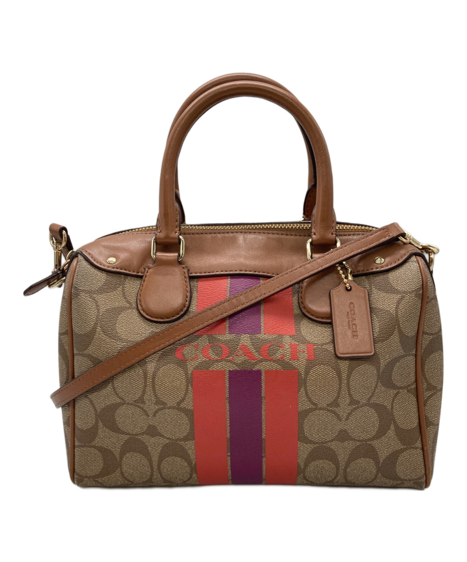 COACH ジェニュインクラブタンレザーのショルダーバッグ　2way ブラウン 中古・古着通販】COACH (コーチ) 2WAYショルダーバッグ ブラウン