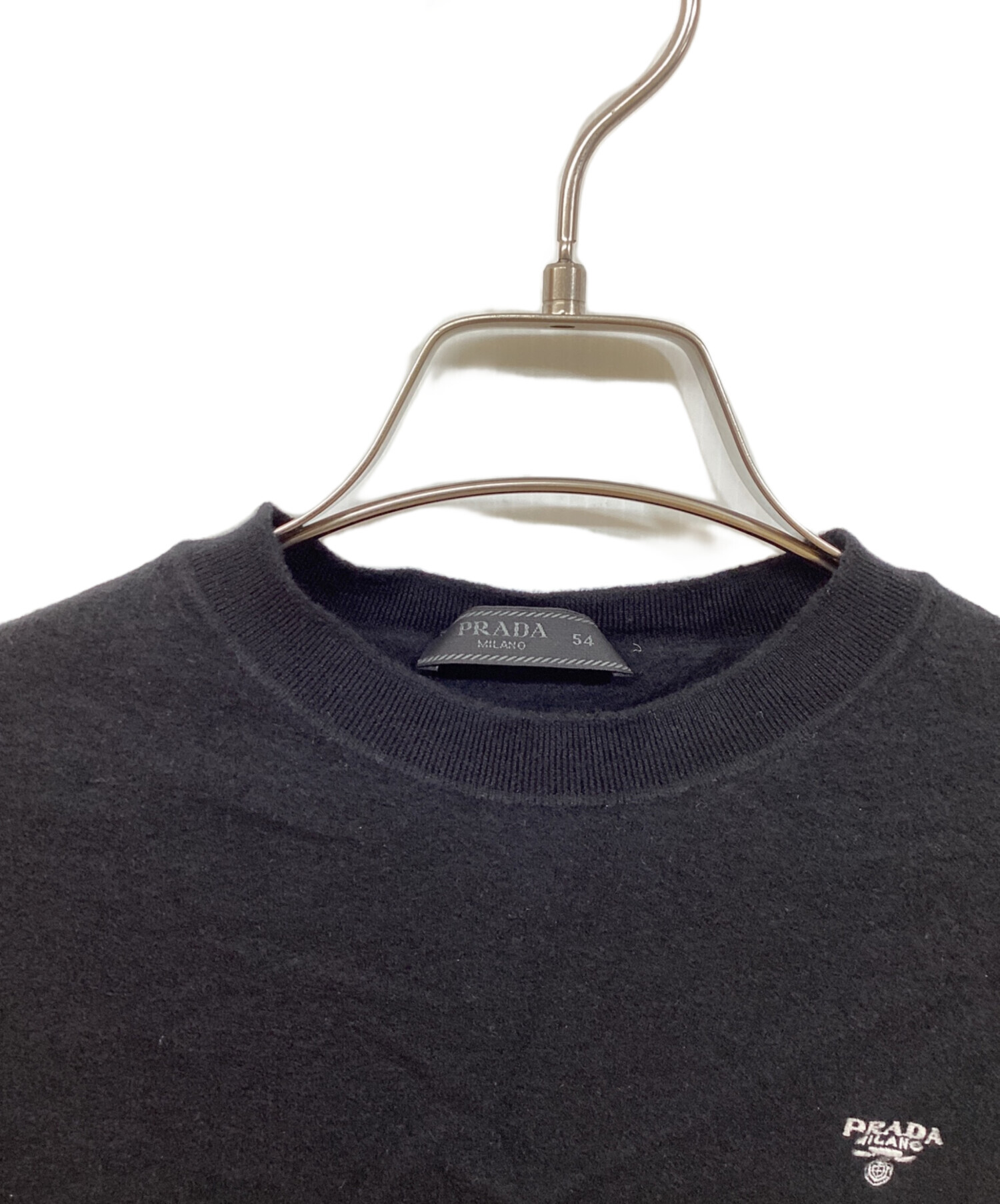 PRADA ブラック　コットンニット 【未使用・サイズ58・XL】 中古・古着通販】PRADA (プラダ) ロゴウール長袖ニット ブラック