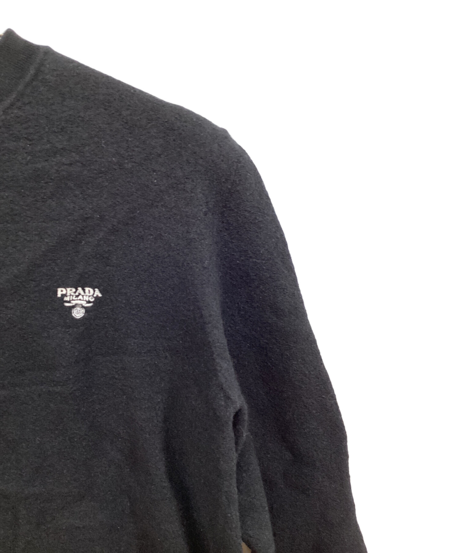 中古・古着通販】PRADA (プラダ) ロゴウール長袖ニット ブラック