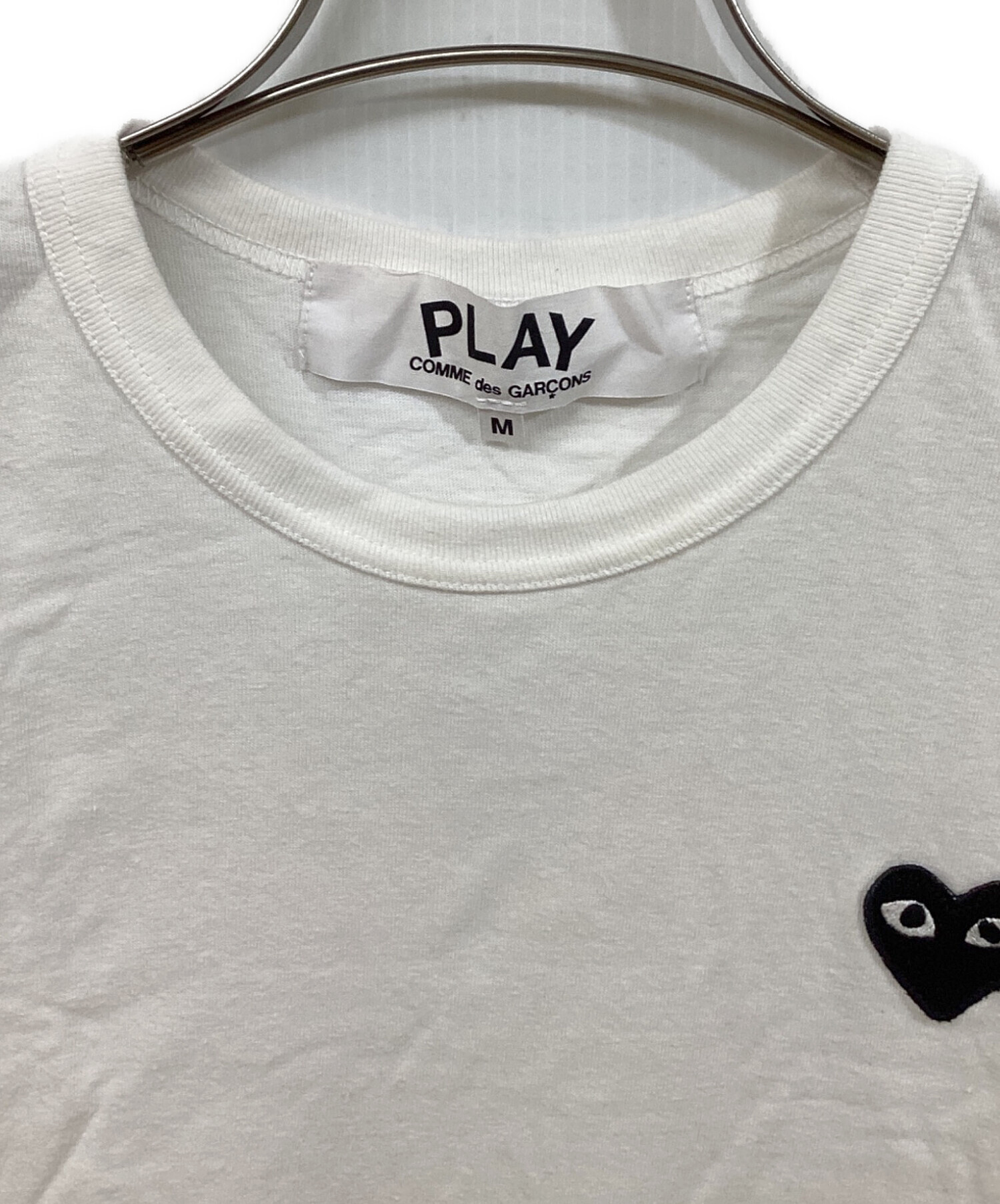 COMME des GARCONS - コムデギャルソン ダブルハートロゴワッペンTシャツ S レディース ホワイト/白【中古】【新入荷】‡ 中古・古着通販】PLAY COMME des GARCONS (プレイコムデギャルソン