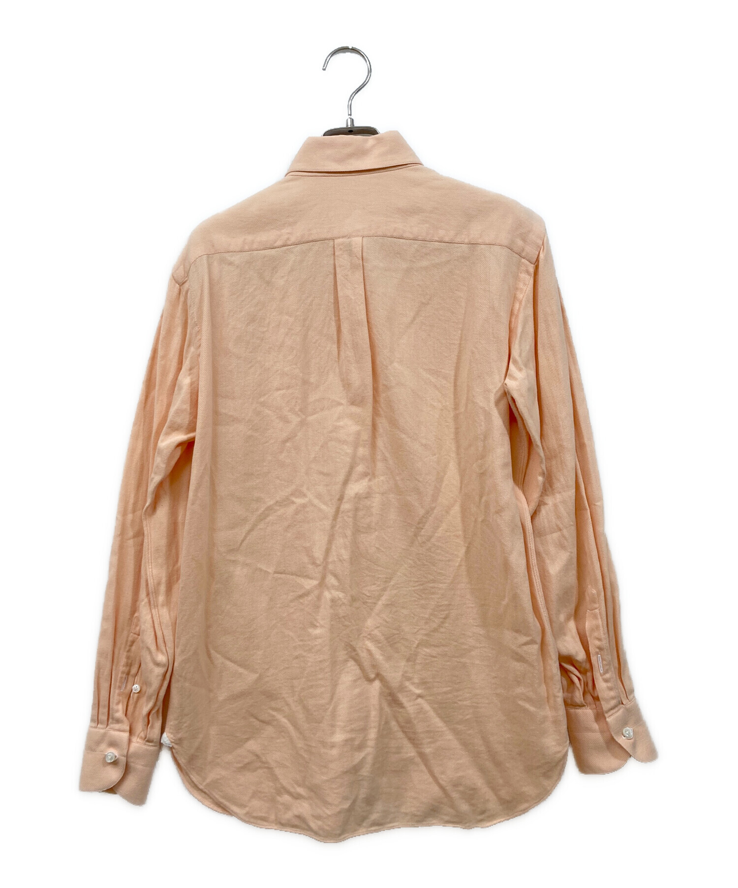 BORRELLI ボタンダウン シャツ 青オレンジチェック38コットン100 中古・古着通販】BORRELLI (ボレッリ) ボタンダウンシャツ オレンジ