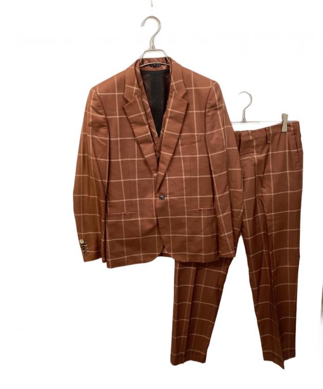ポールスミス セットアップ ウィンドウペンチェック柄 ブラウン Lサイズ スーツ 中古・古着通販】PAUL SMITH (ポールスミス) 3ピース ウィンドウペン
