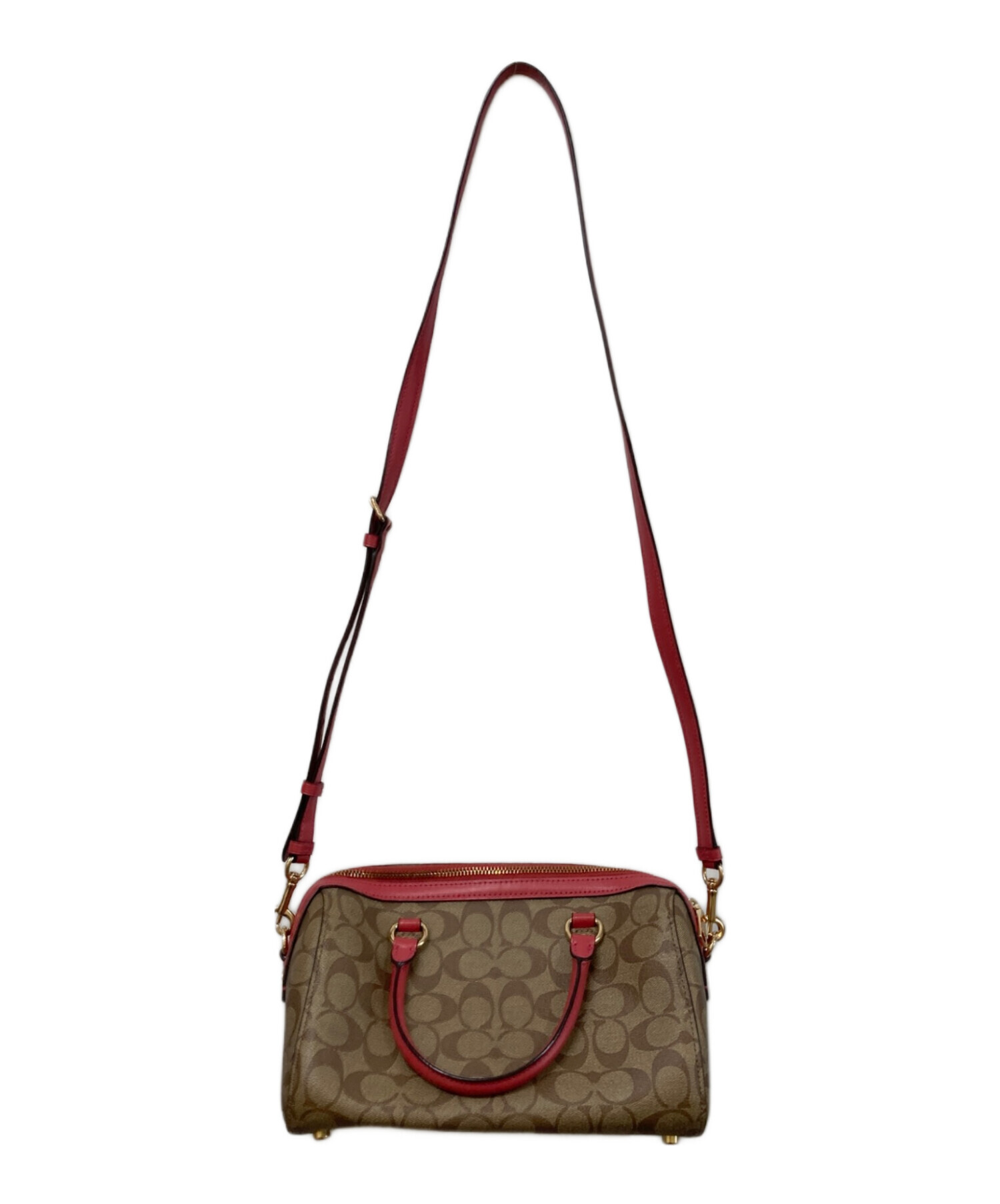 coach コーチ ミニボストンバッグ シグネチャー 2way 中古・古着通販】COACH (コーチ) 2WAYミニボストンバッグ ベージュ