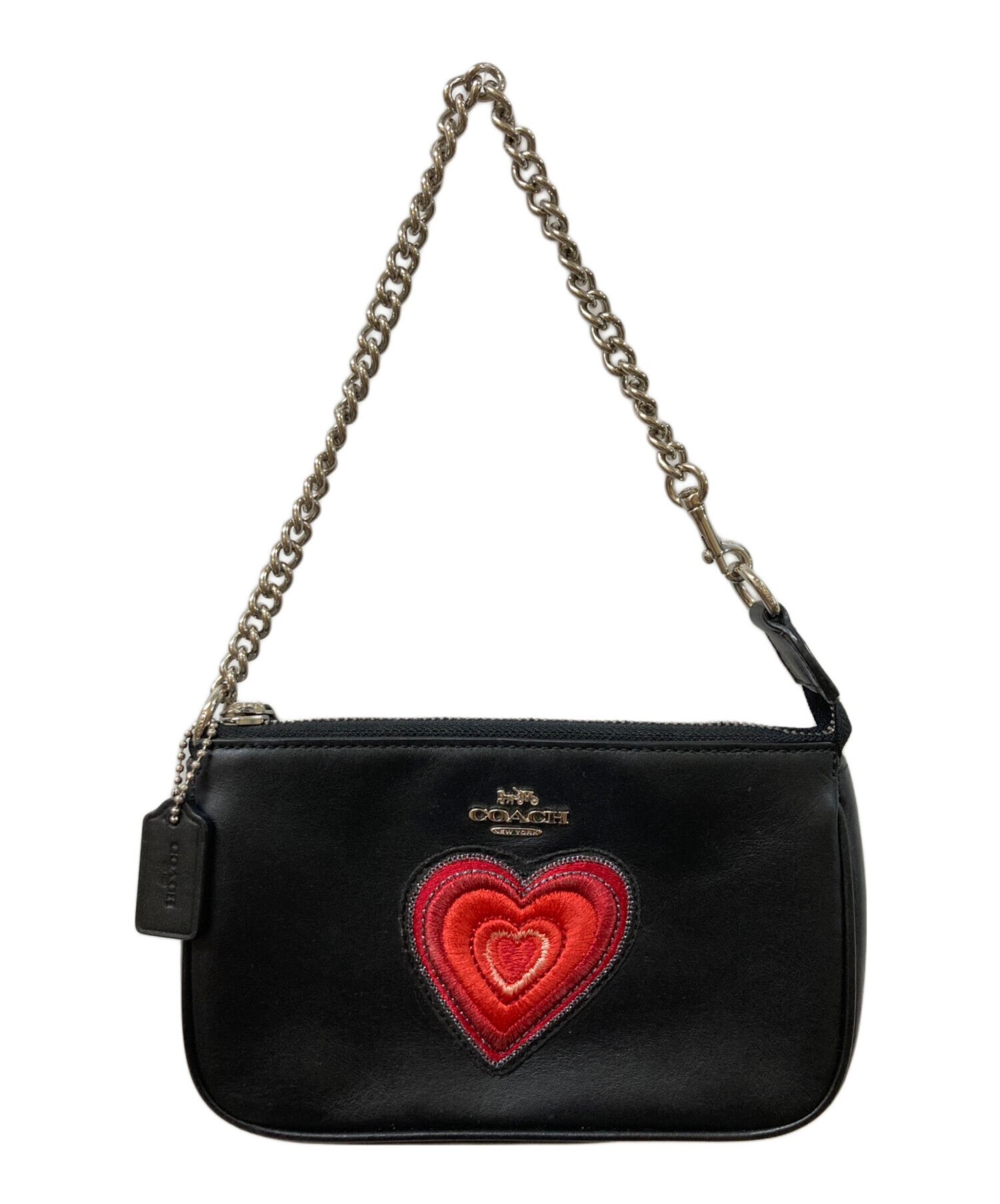 中古・古着通販】COACH (コーチ) ハートモチーフハンドバッグ ブラック 