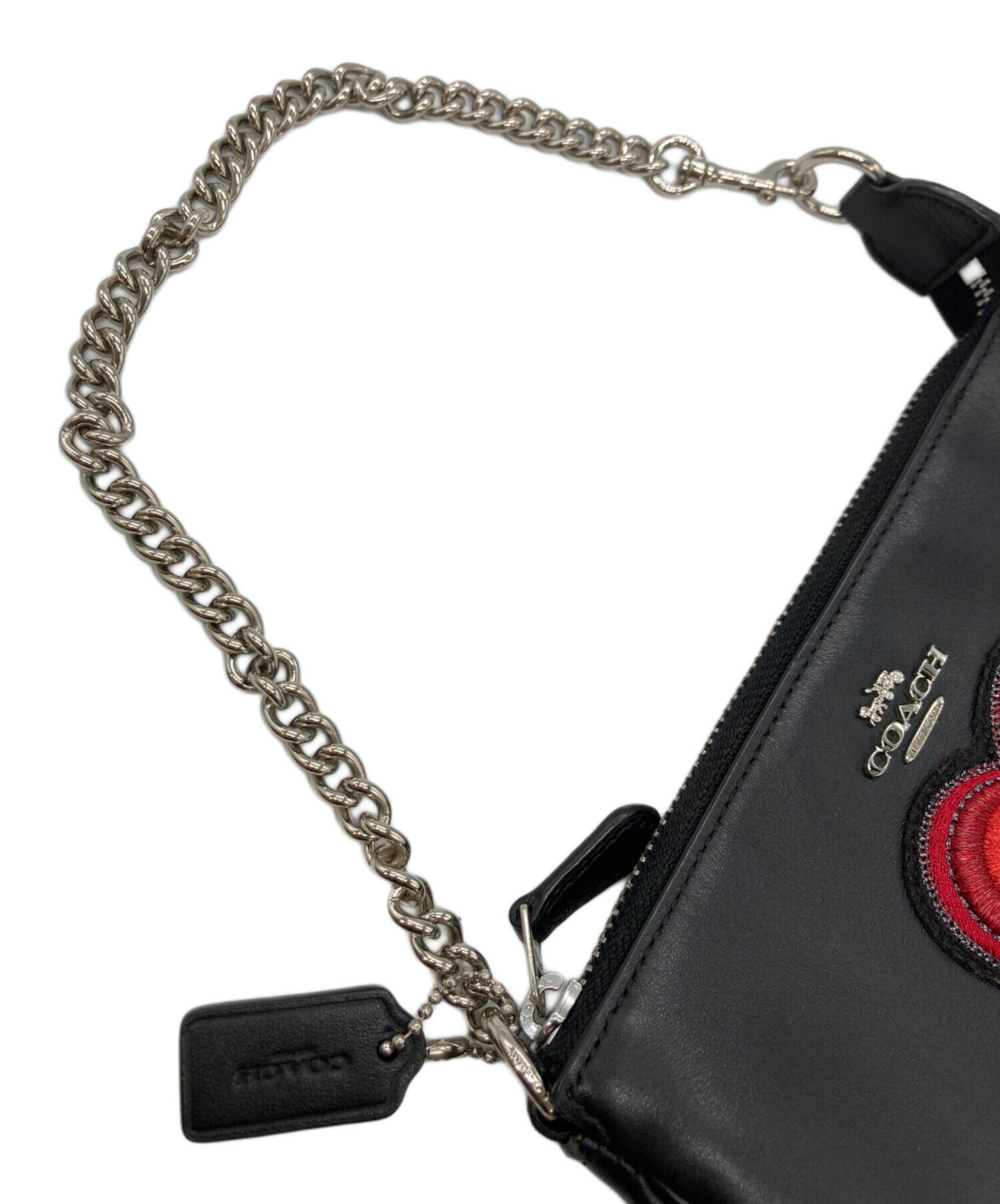 中古・古着通販】COACH (コーチ) ハートモチーフハンドバッグ ブラック 