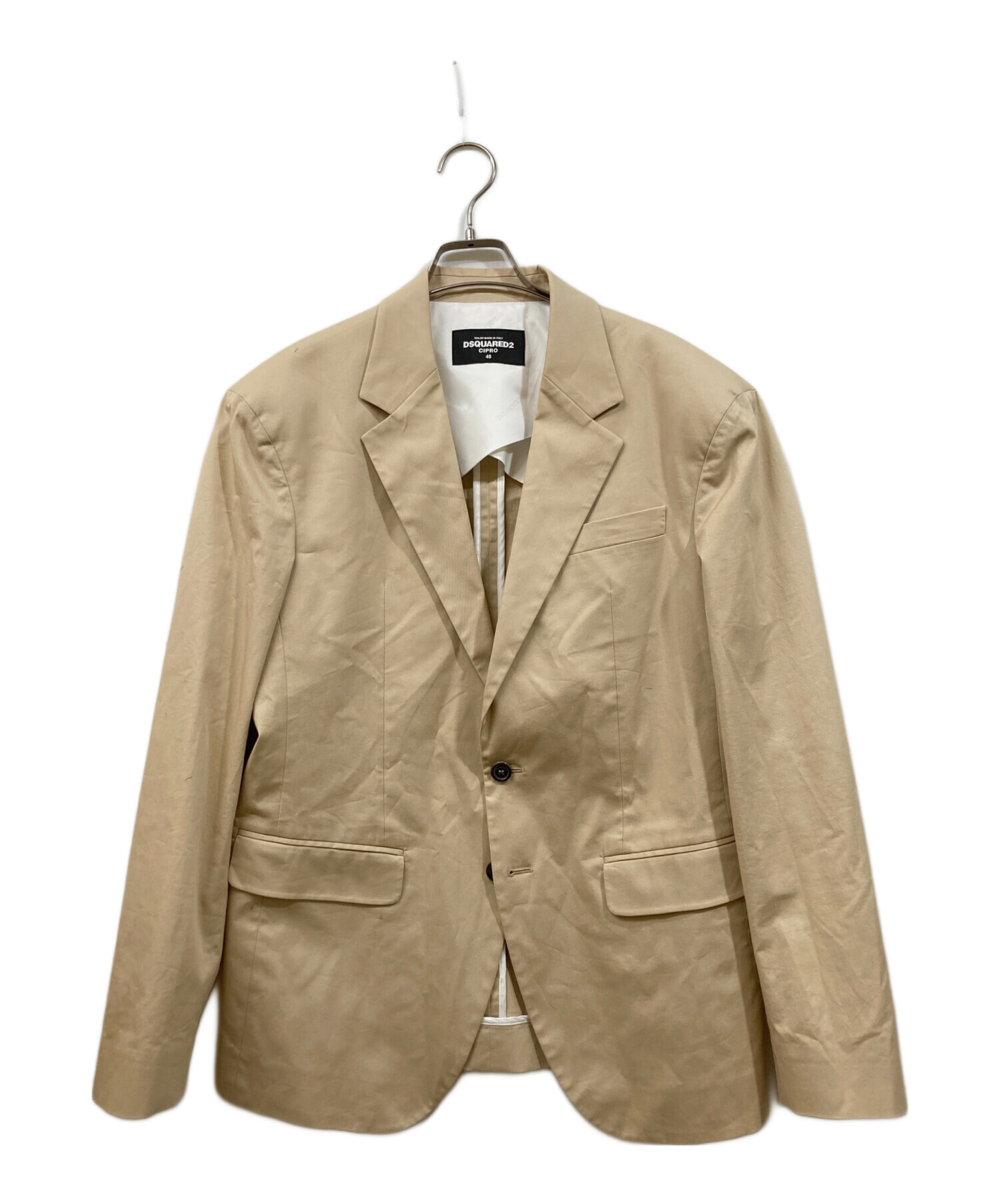 DSQUARED2 ベージュスーツジャケット サイズ46 中古・古着通販】DSQUARED2 (ディースクエアード) セットアップスーツ
