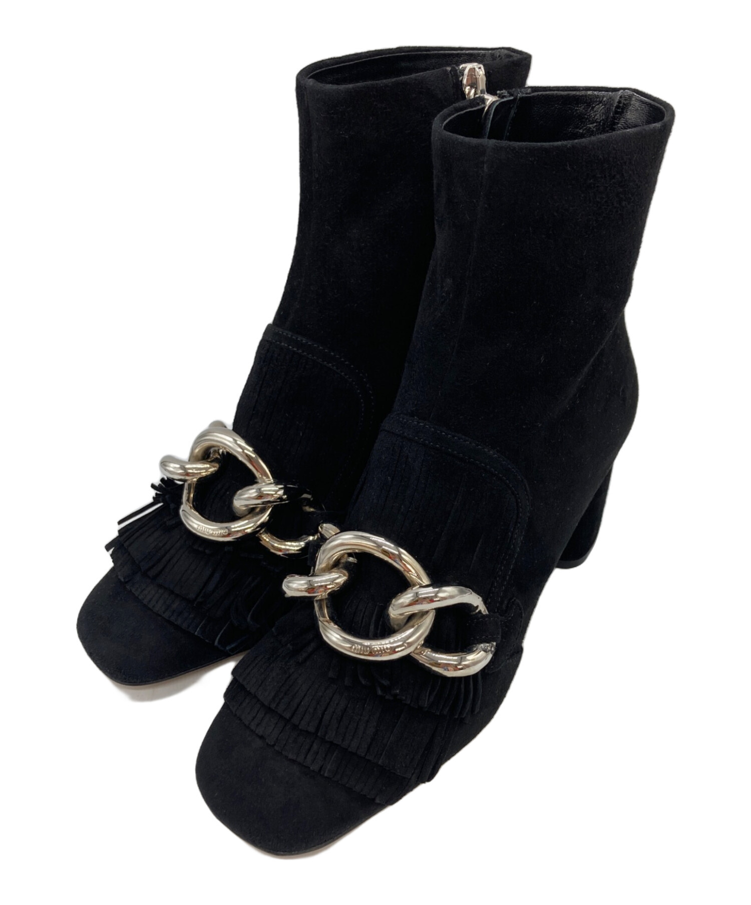 中古・古着通販】MIU MIU (ミュウミュウ) サイドジップブーツ ブラック