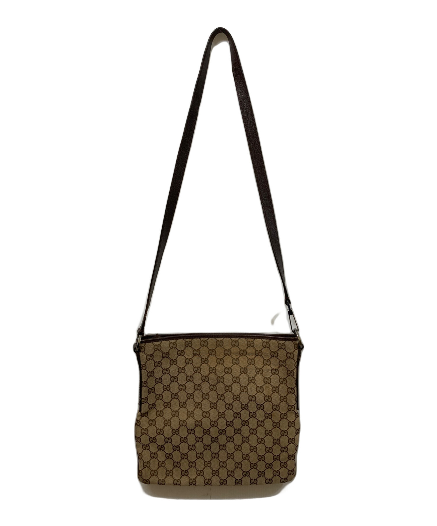 GUCCI GGキャンバス グッチ ショルダーバック バック ブラウン GG柄 中古・古着通販】GUCCI (グッチ) GGキャンバスショルダーバッグ
