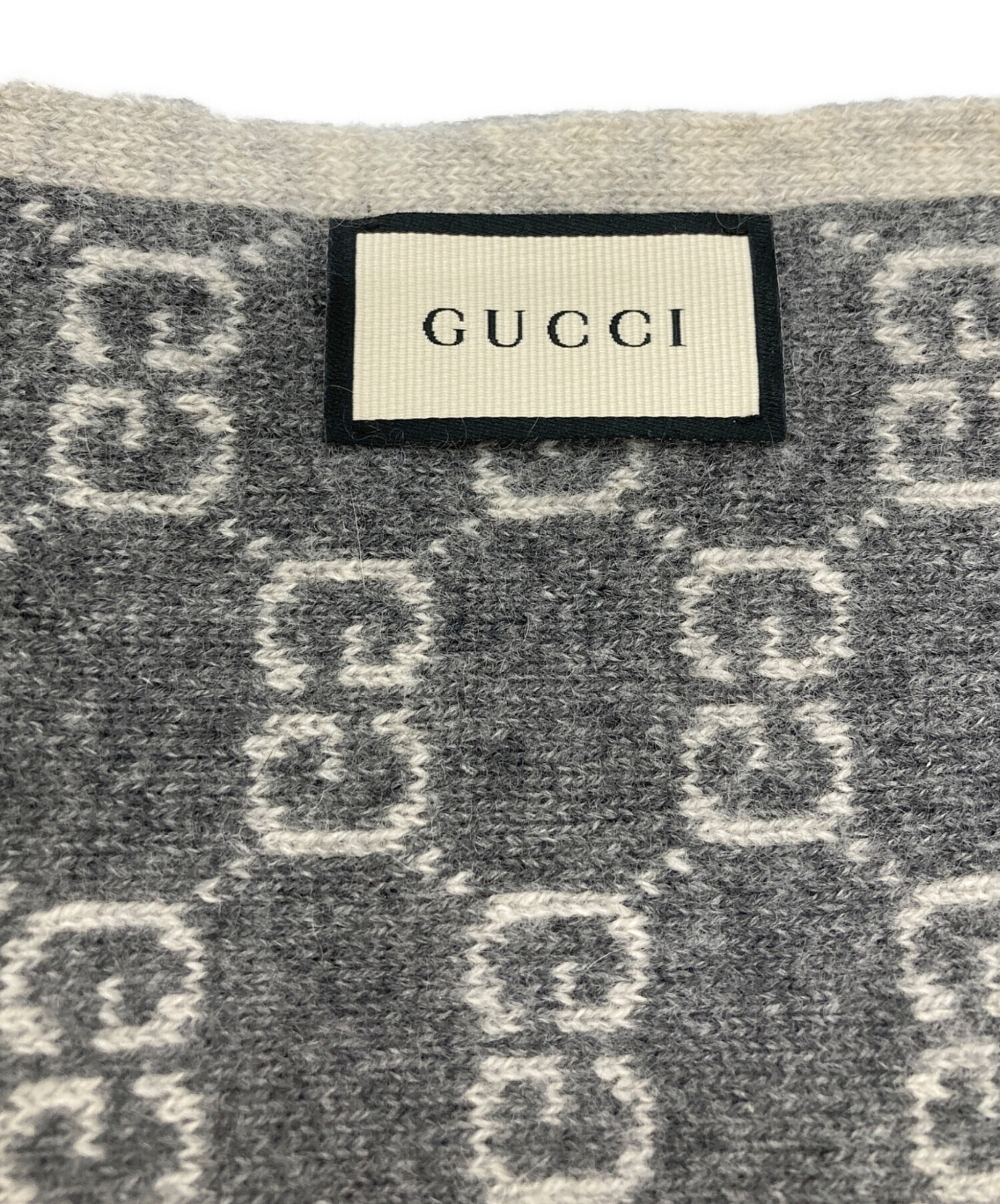 中古・古着通販】GUCCI (グッチ) リバーシブルカシミヤマフラー グレー