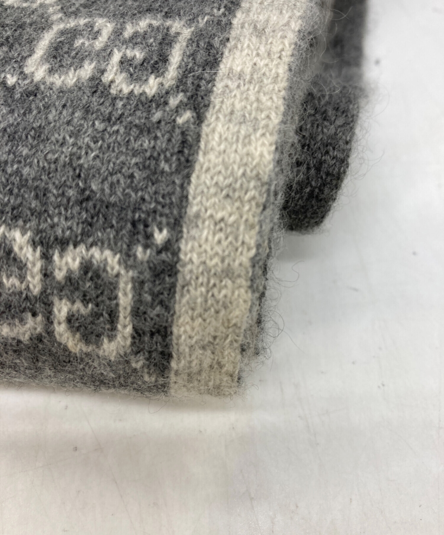 中古・古着通販】GUCCI (グッチ) リバーシブルカシミヤマフラー グレー
