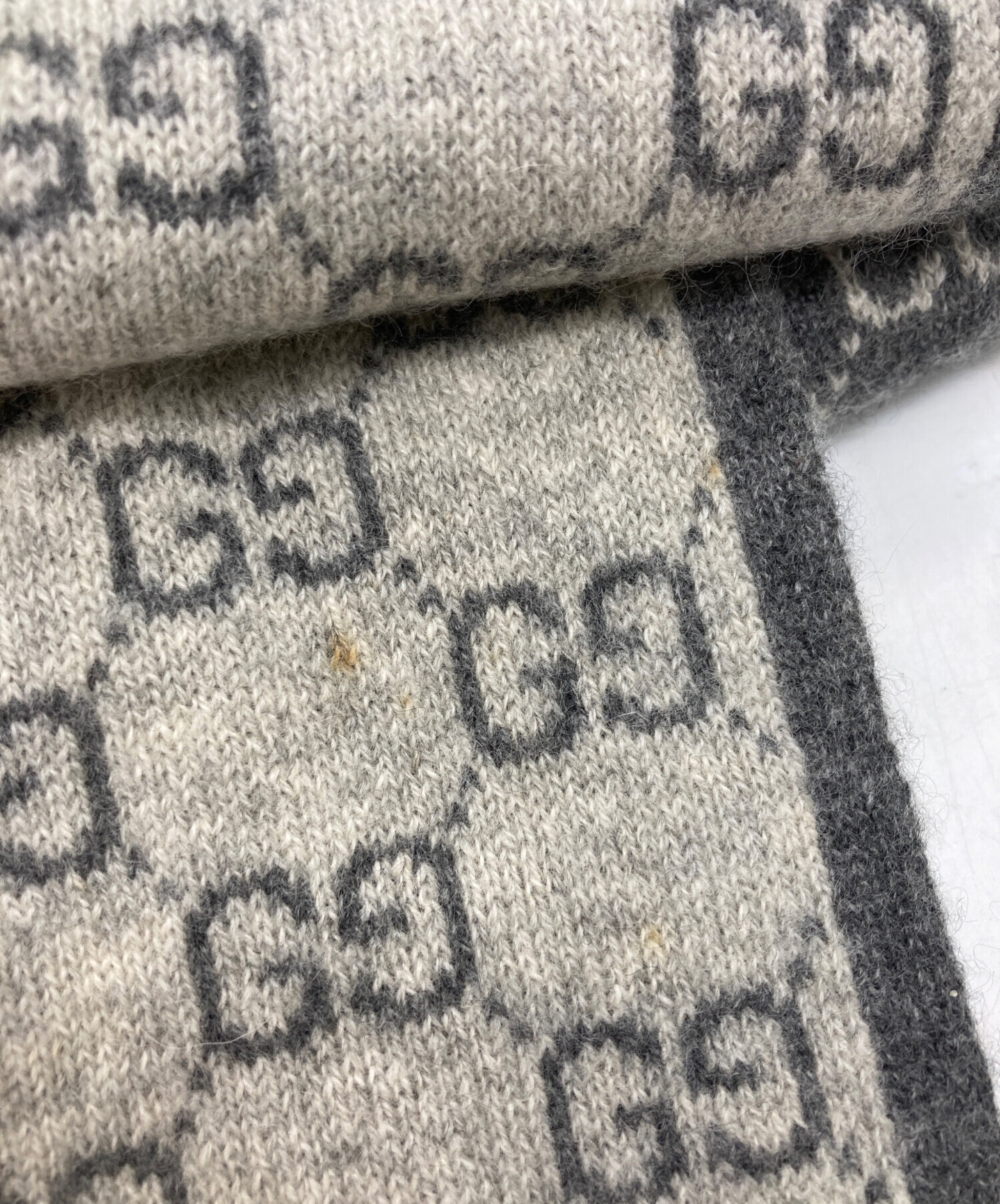 中古・古着通販】GUCCI (グッチ) リバーシブルカシミヤマフラー グレー