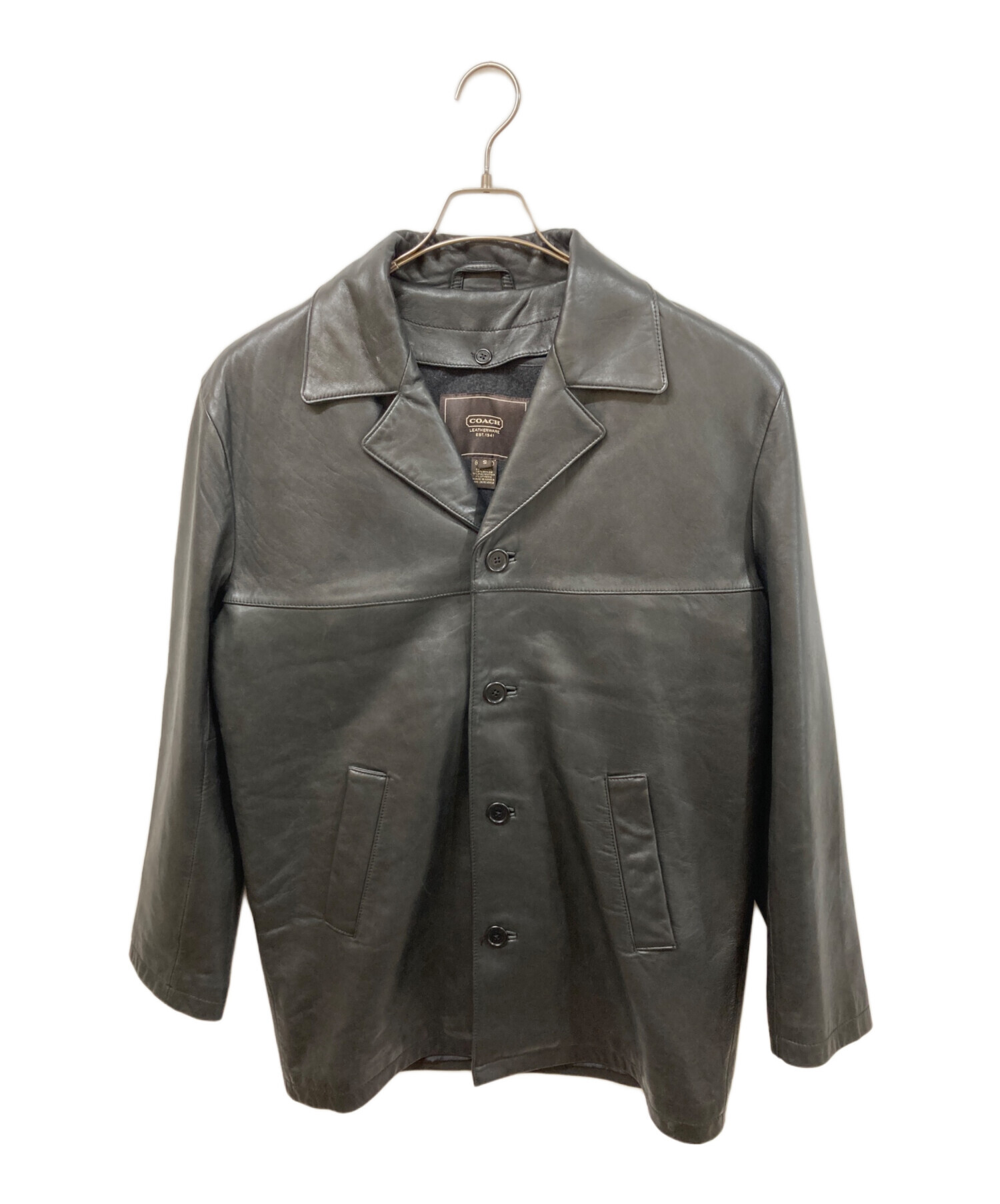 OLD COACH レザーカーコート 中古・古着通販】COACH (コーチ) レザーカーコート ブラック サイズ