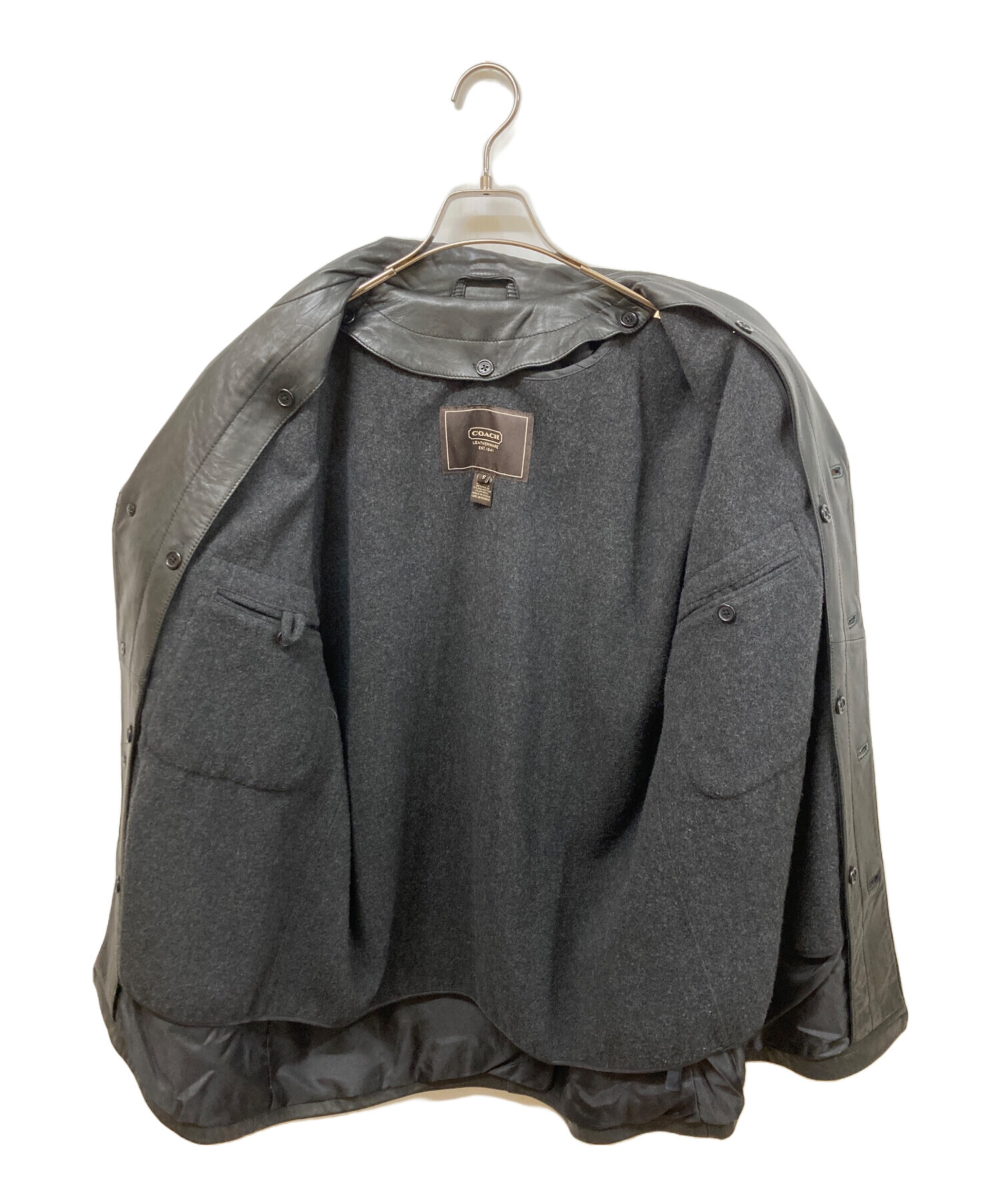 ☆*☆様 【最高級】Coach leather レザー カーコート ミドル丈 ジ 中古・古着通販】COACH (コーチ) レザーカーコート ブラック サイズ