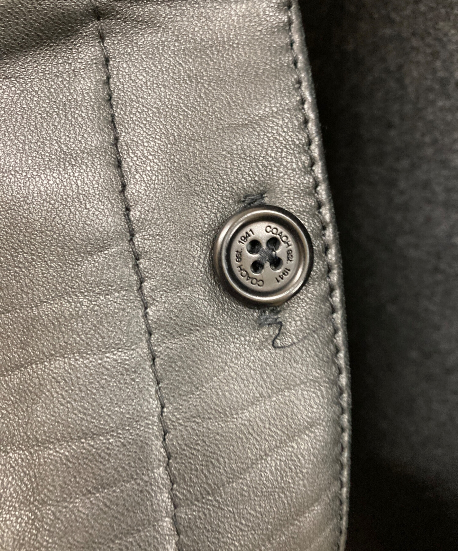 中古・古着通販】COACH (コーチ) レザーカーコート ブラック サイズ