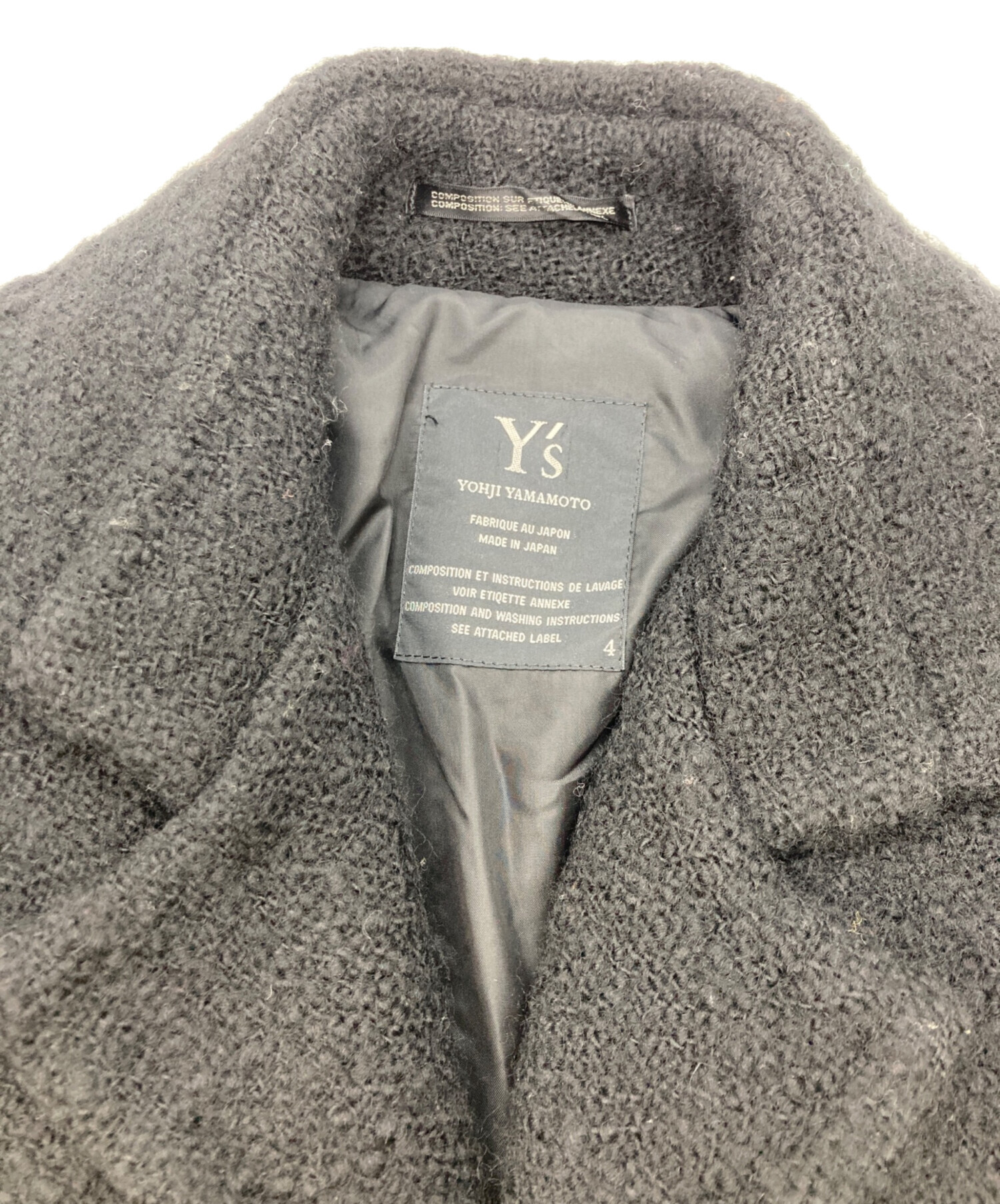 中古・古着通販】Y's (ワイズ) チェスターコート ブラック サイズ:4
