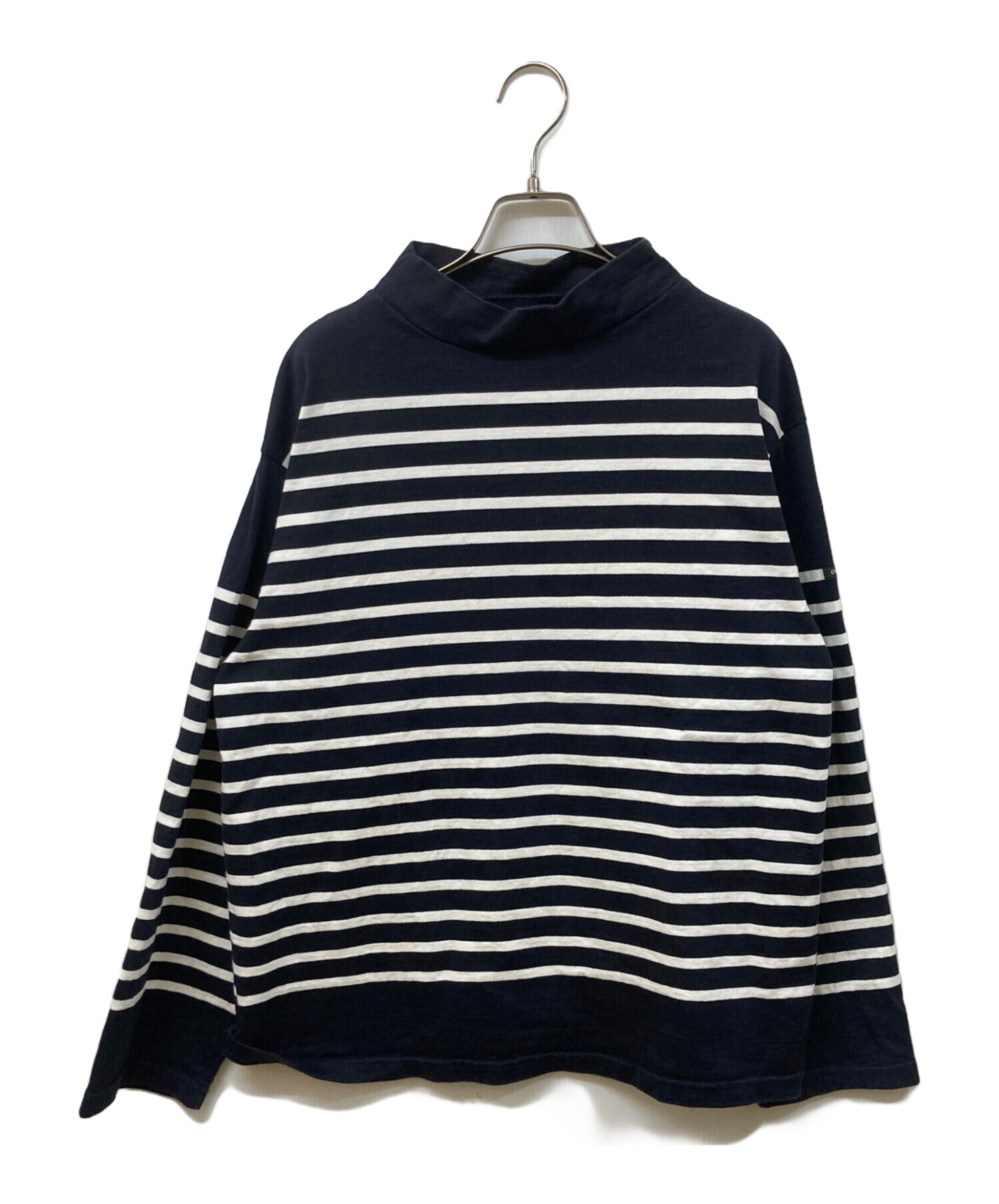 期間限定価格　OUTIL ウティ　バスクシャツ リネン　ネイビー　サイズ1 中古・古着通販】OUTIL (ウティ) モックネックバスクシャツ ネイビー