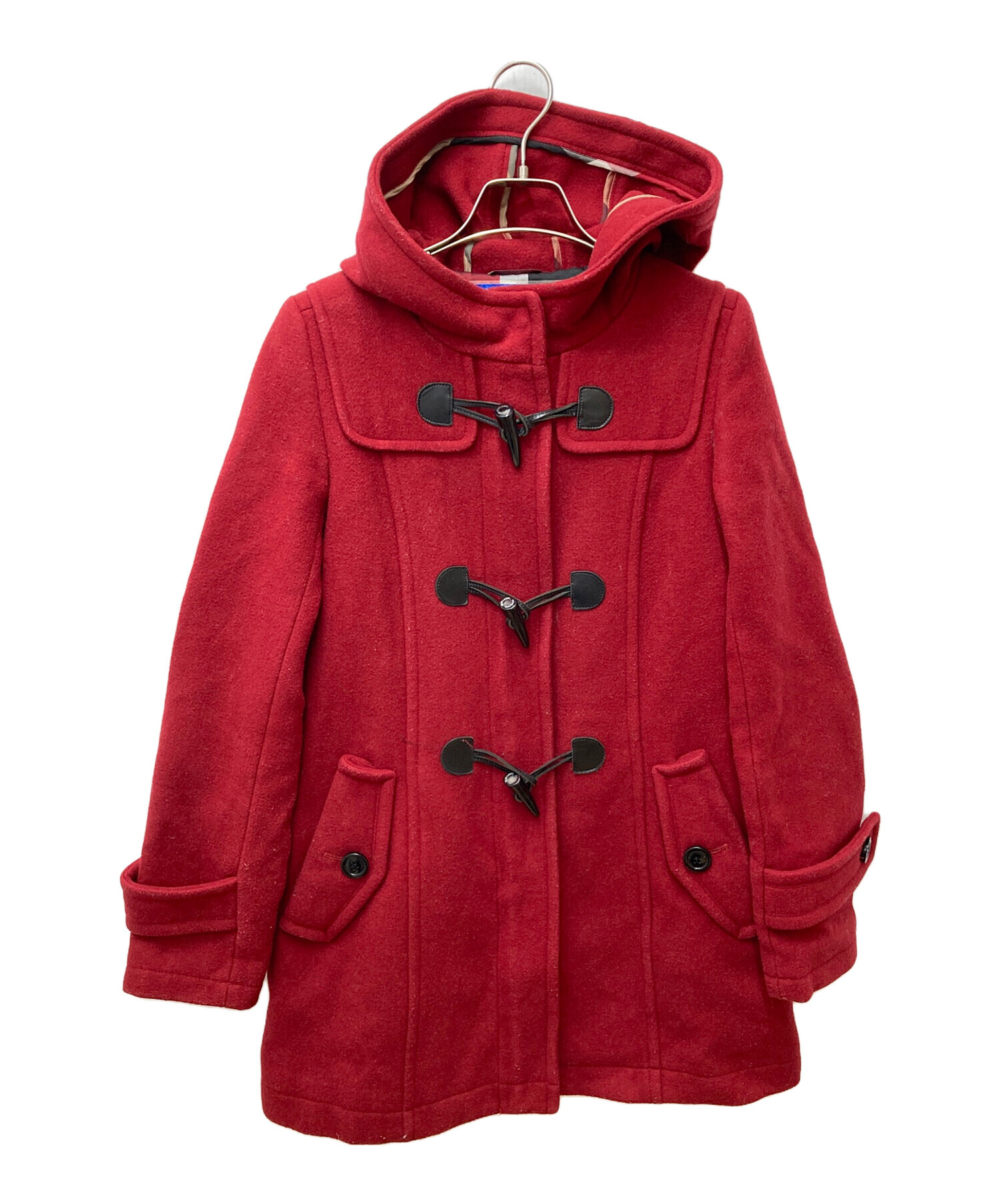 BURBERRY BLUE LABEL赤 ニット フード付きダッフルコート BURBERRY BLUE LABEL赤 ニット フード付きダッフルコート BURBERRY