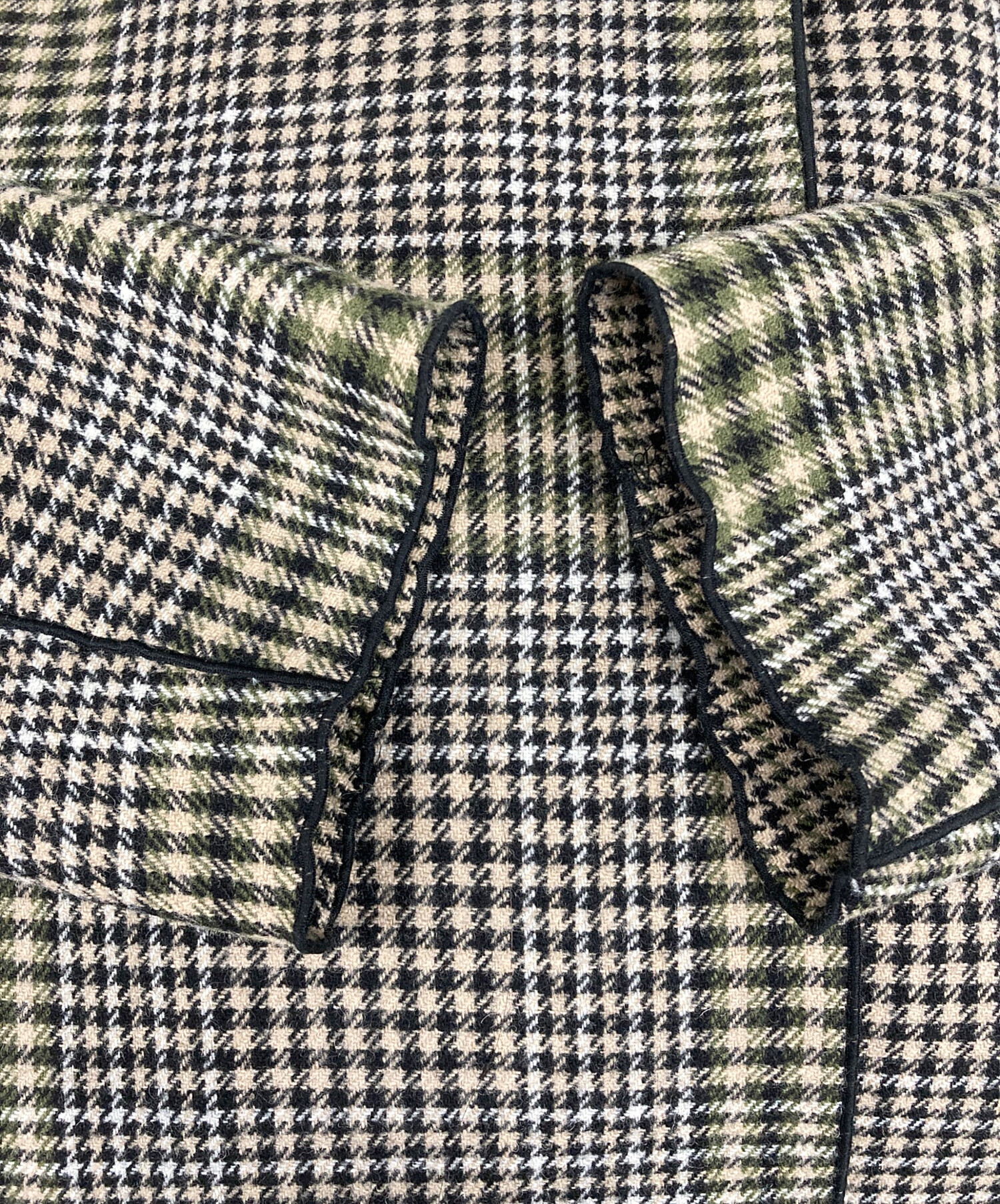 CLANE クラネ ミックスチェックステンカラーコート BULKY LINE STAIN 