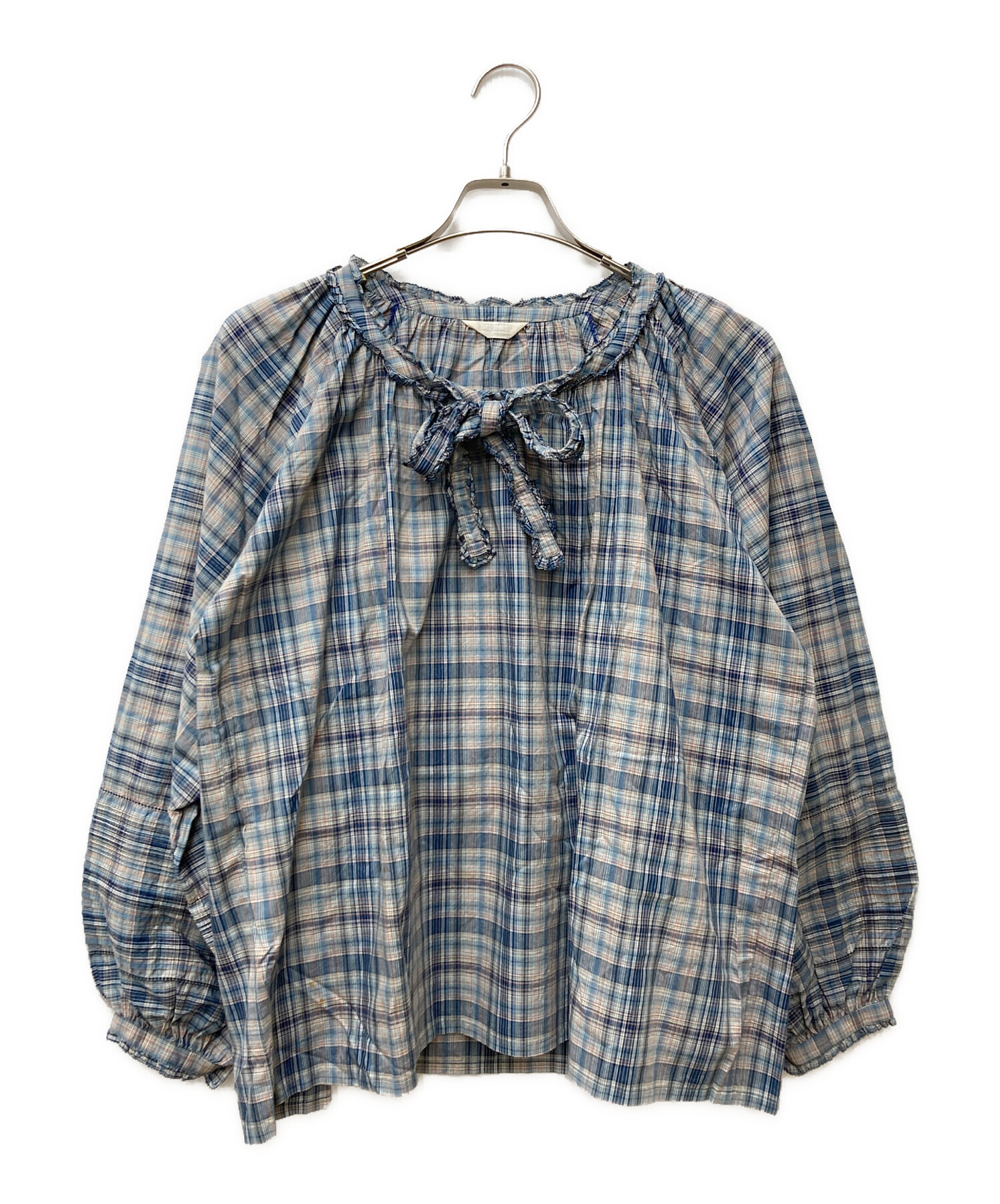 中古・古着通販】PINK HOUSE (ピンクハウス) チェックブラウス ブルー 
