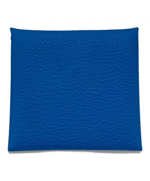 【HERMES⭐︎未使用 】バスティア ブルー・アビス 未使用] エルメス バスティア ボックスカーフ ブルーアビス シルバー