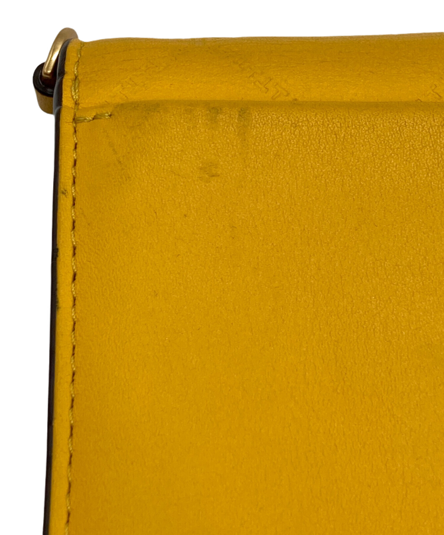TORY BURCH トリーバーチ/レザーステッチフラップチェーンショルダー/イエロー/ブランドバック/Aランク/42【中古】 TORY BURCH（トリーバーチ） トリーバーチ/レザーステッチフラップ