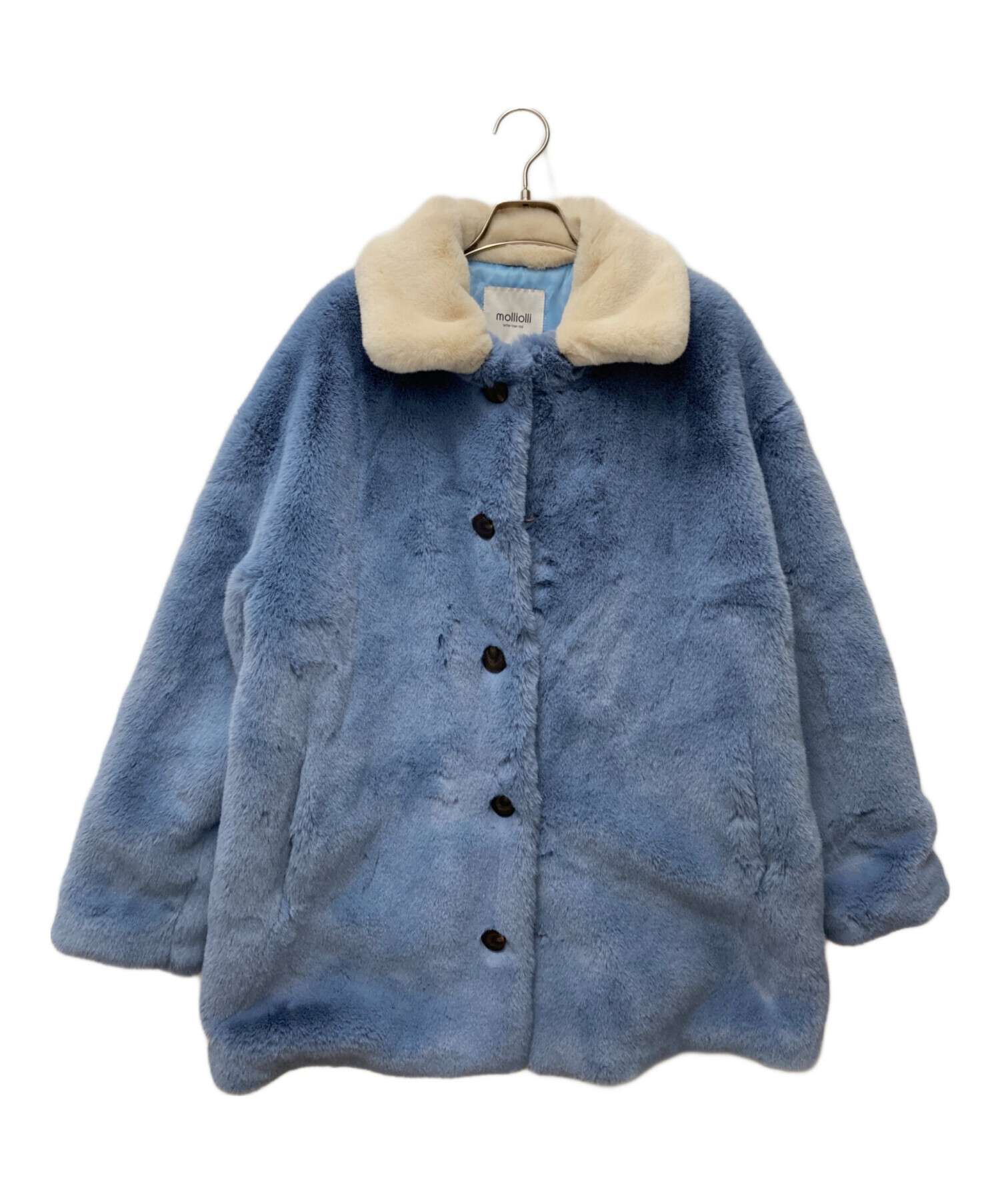 中古・古着通販】molliolli (モリオリ) エコファーコート ブルー 