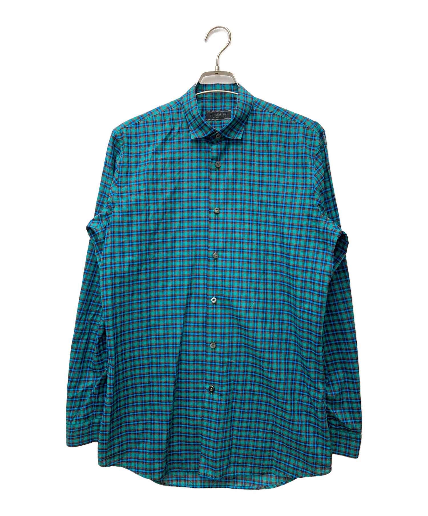 ＰＲＡＤＡ チェック柄ポロシャツ PRADAチェック柄メンズポロシャツ 左胸ポケット sizeXXL PRADAチェック