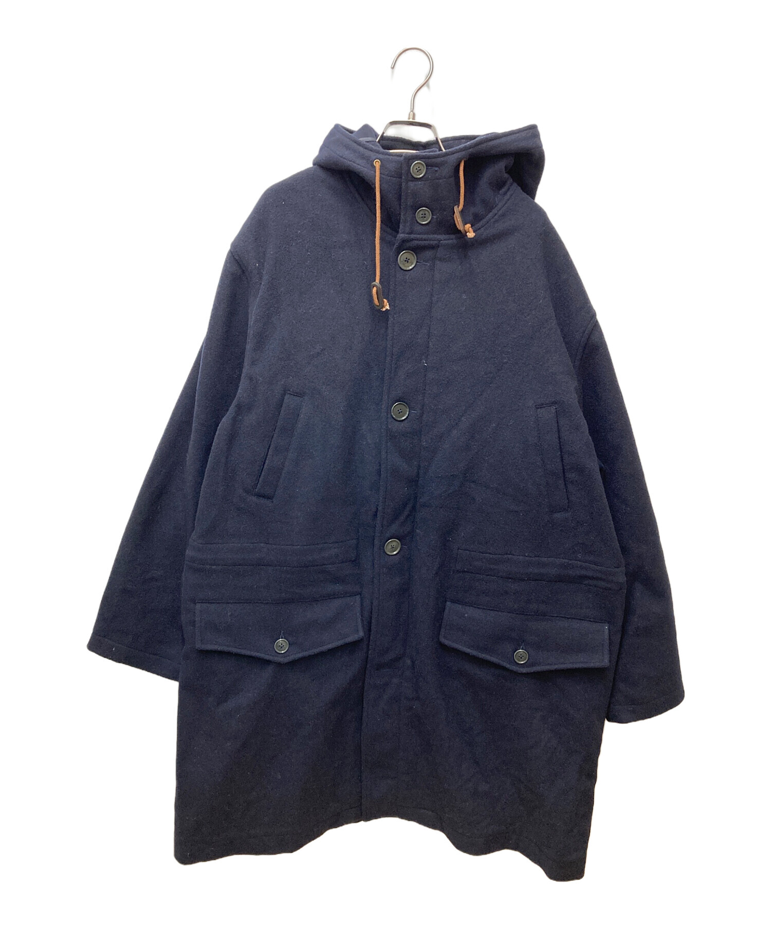 ポロラルフローレン フーデッドコート L ラムレザー ヴィンテージ ネイビー 中古・古着通販】POLO RALPH LAUREN (ポロ・ラルフローレン) ウール