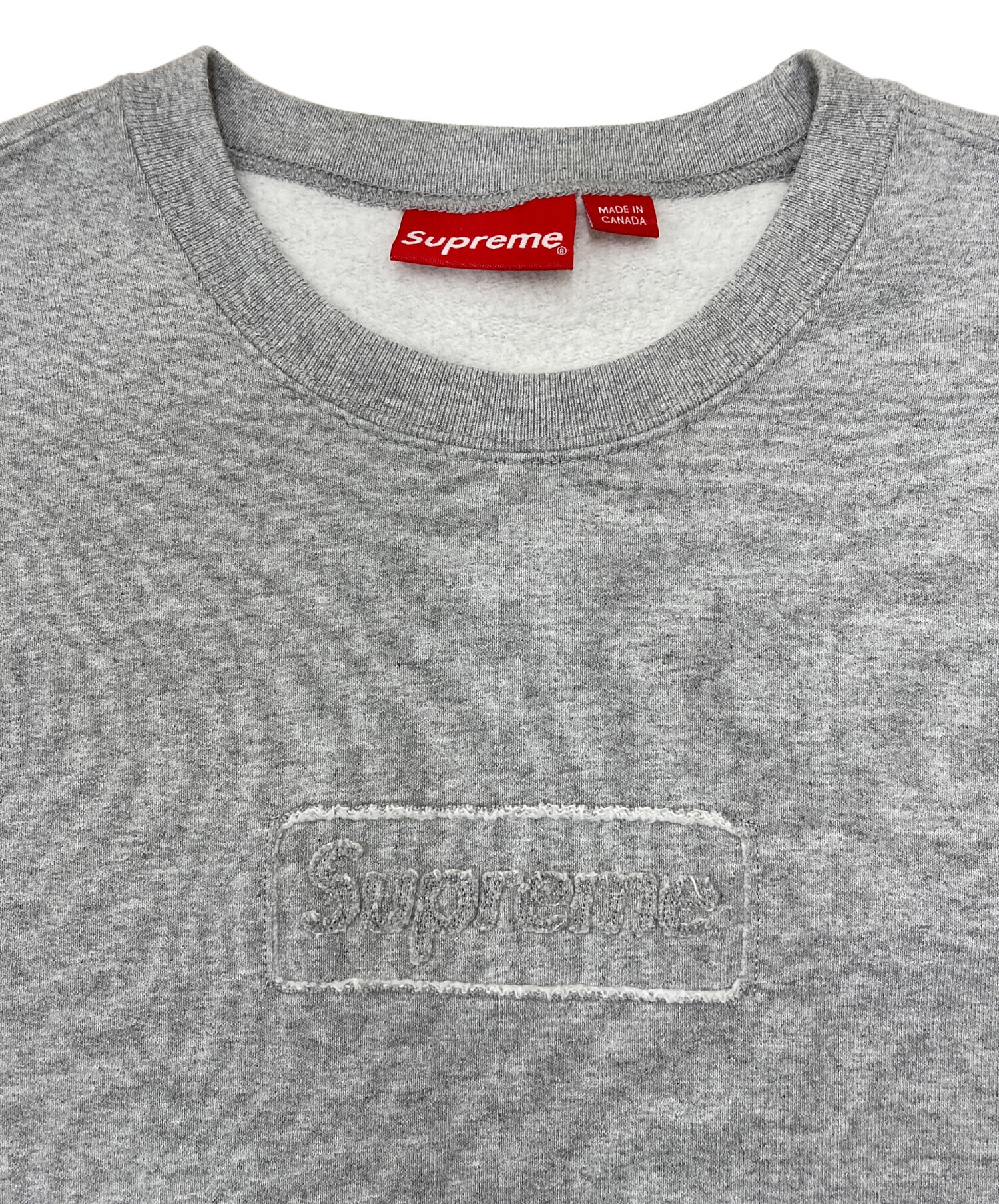 シュプリーム　コットンジャケット　サイズＬ　グレーストライプ　胸ロゴ入り 中古・古着通販】SUPREME (シュプリーム) Cutout Logo Crewneck