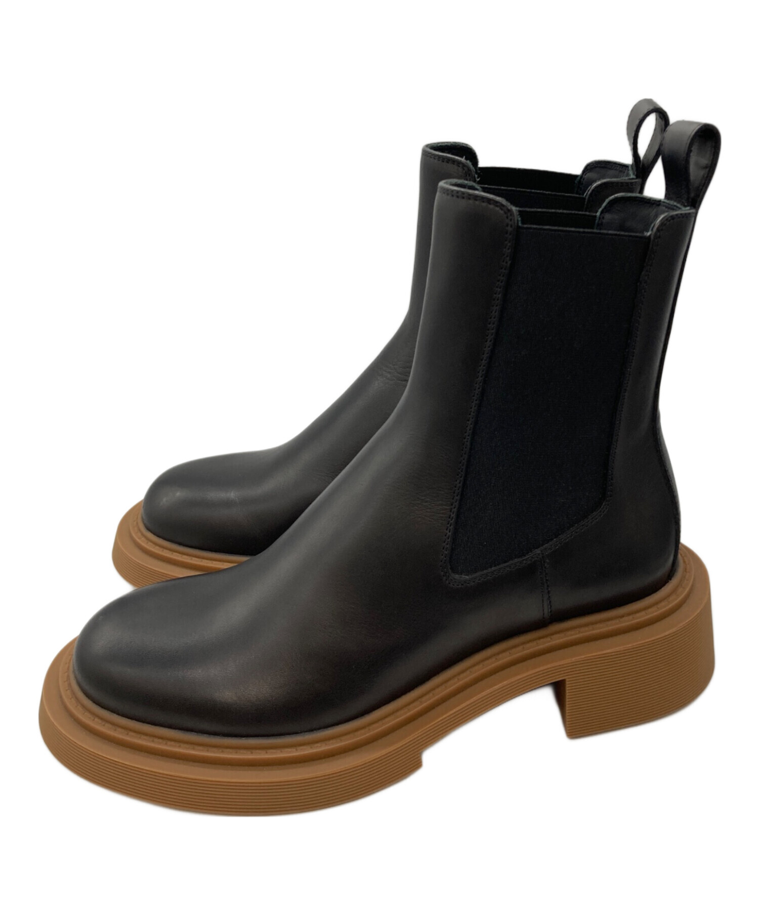 LOEWE サイドゴアブーツ ブラック 中古・古着通販】LOEWE (ロエベ) サイドゴアブーツ ブラック×ブラウン