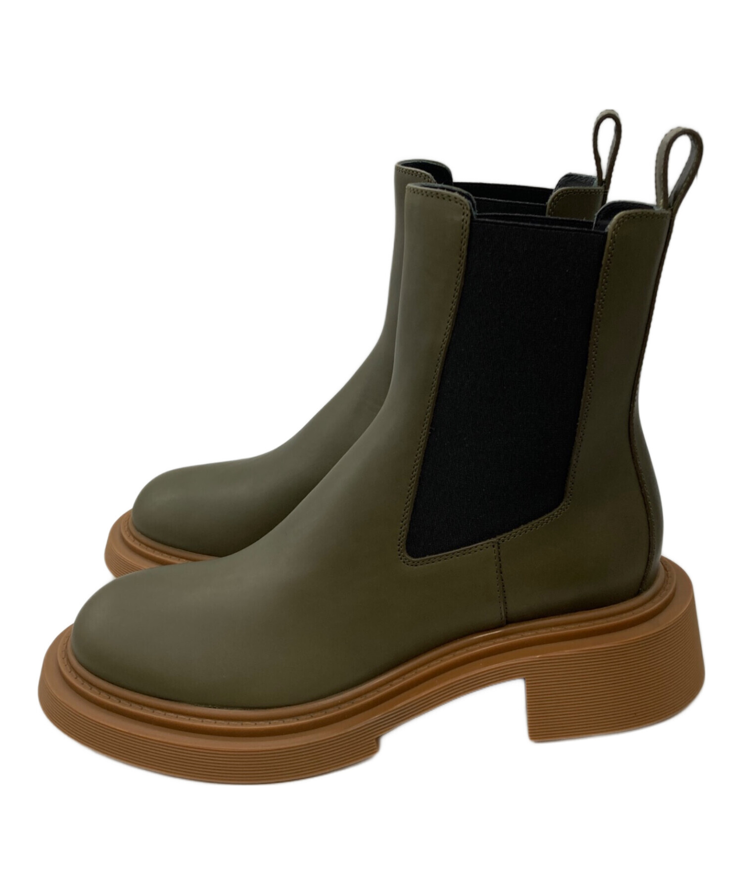 中古・古着通販】LOEWE (ロエベ) サイドゴアブーツ オリーブ×ブラウン