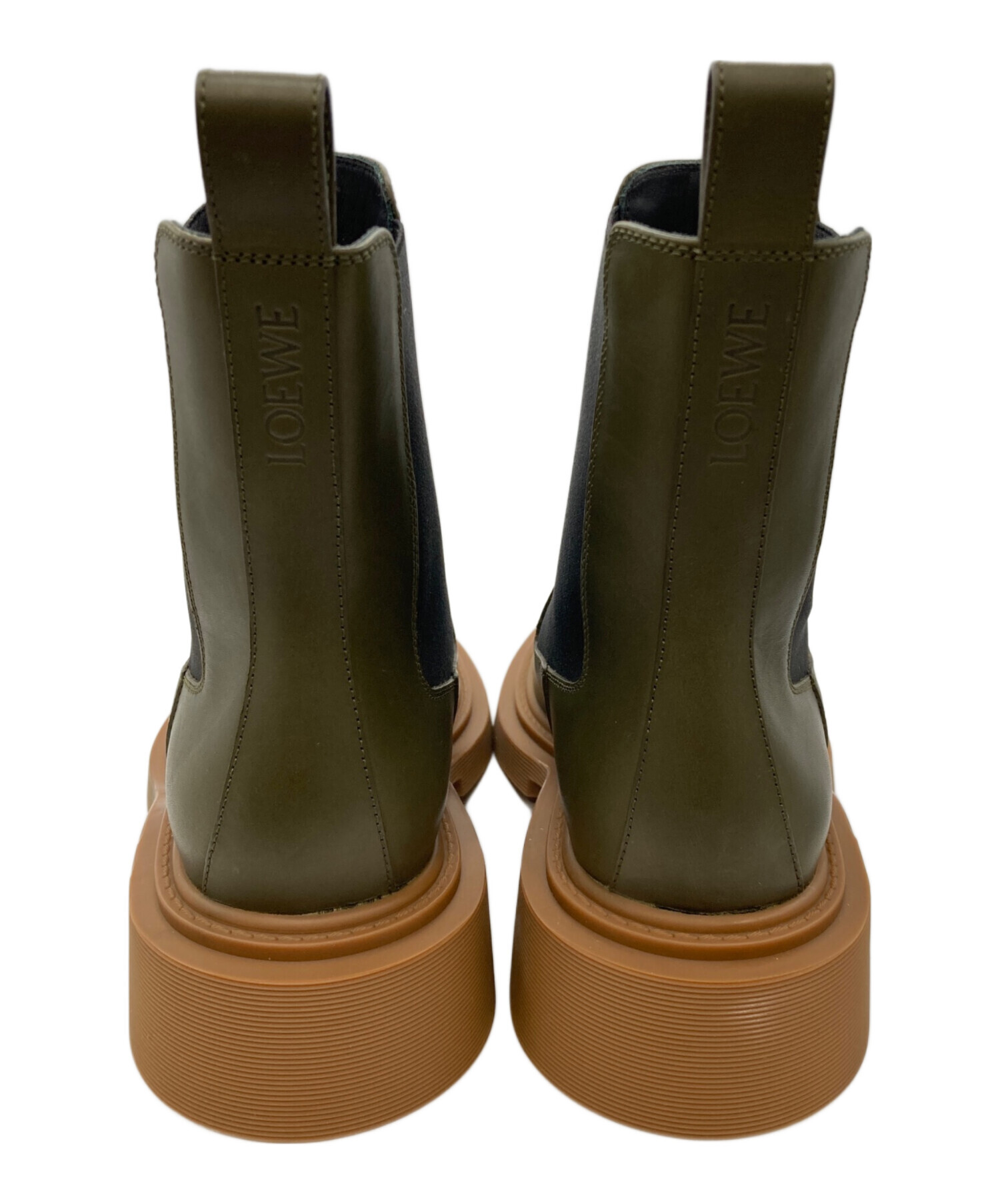 中古・古着通販】LOEWE (ロエベ) サイドゴアブーツ オリーブ×ブラウン