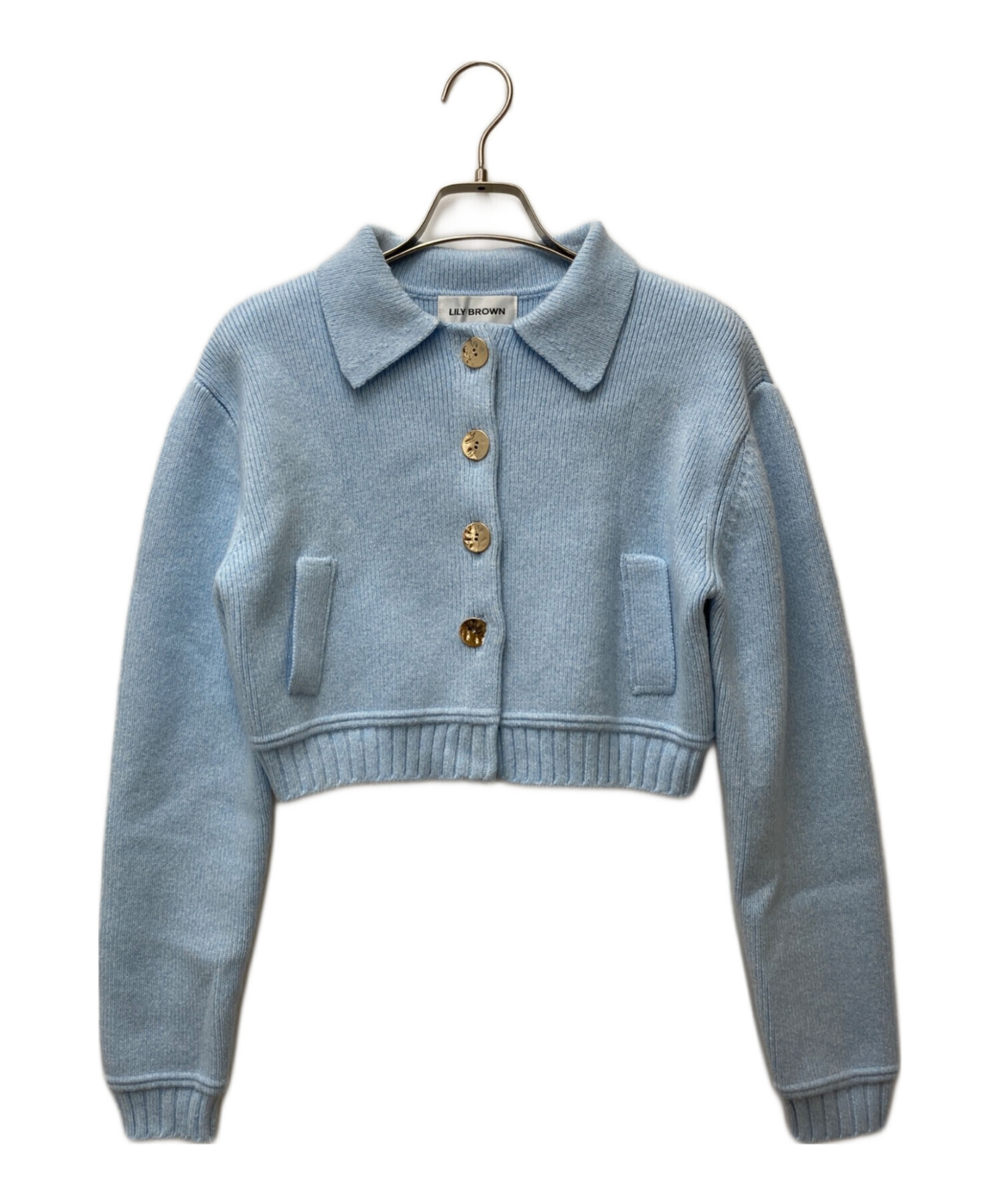 最安値 LILY BROWN フォックスブレンドトリムニットジャケット LILY BROWN（リリーブラウン）の「フォックスブレンドトリム