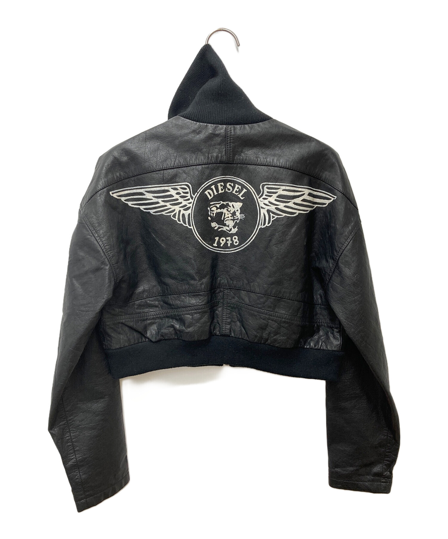 中古・古着通販】DIESEL (ディーゼル) レザショートブルゾン ブラック 