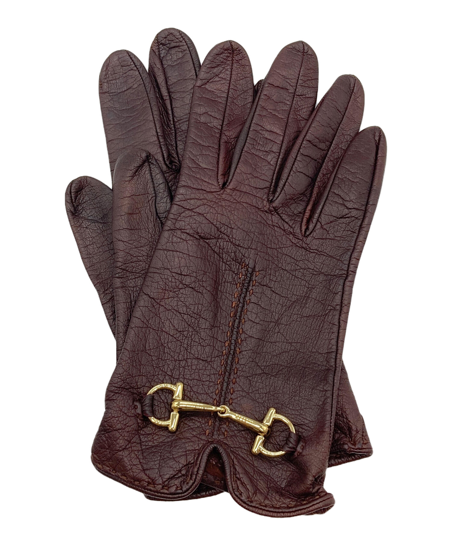 中古・古着通販】GUCCI (グッチ) レザーグローブ ブラウン｜ブランド