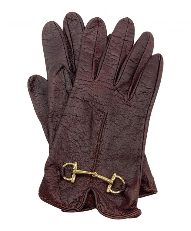 中古・古着通販】GUCCI (グッチ) レザーグローブ ブラウン｜ブランド