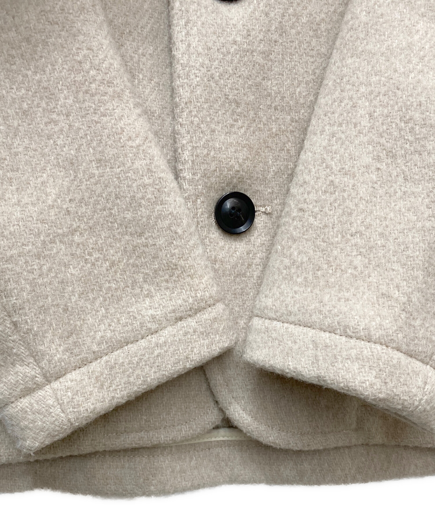 未使用級　ダントン　ウールモッサ　ノーカラージャケット　ベージュ　36 Danton（ダントン） ノーカラージャケット 36 グレイッシュベージュ