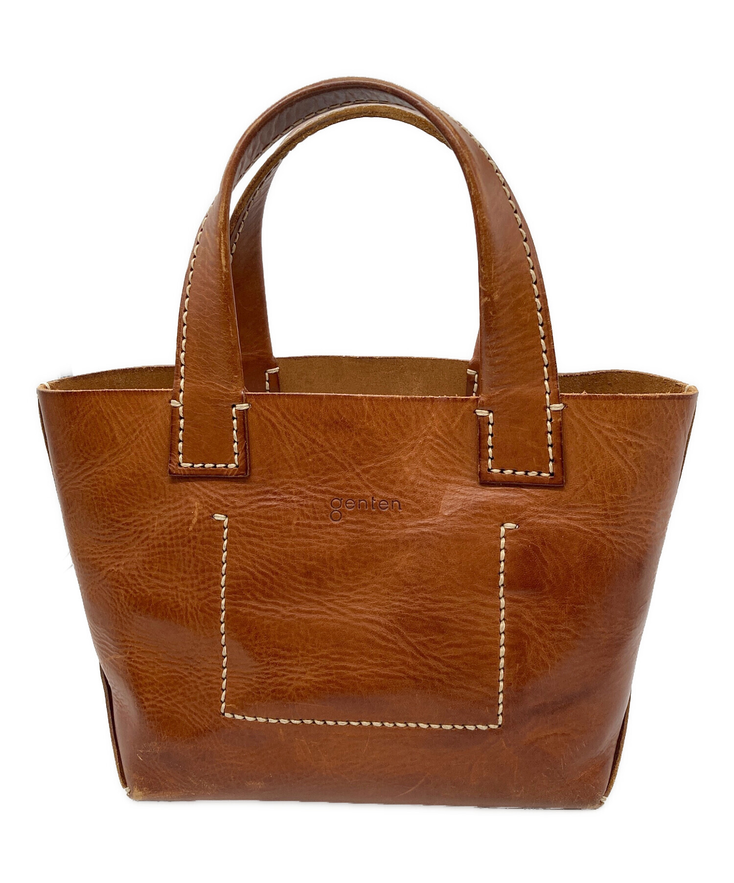 ゲンテン　genten ハンドバッグ　革　レザー 中古・古着通販】genten (ゲンテン) レザーハンドバッグ ブラウン
